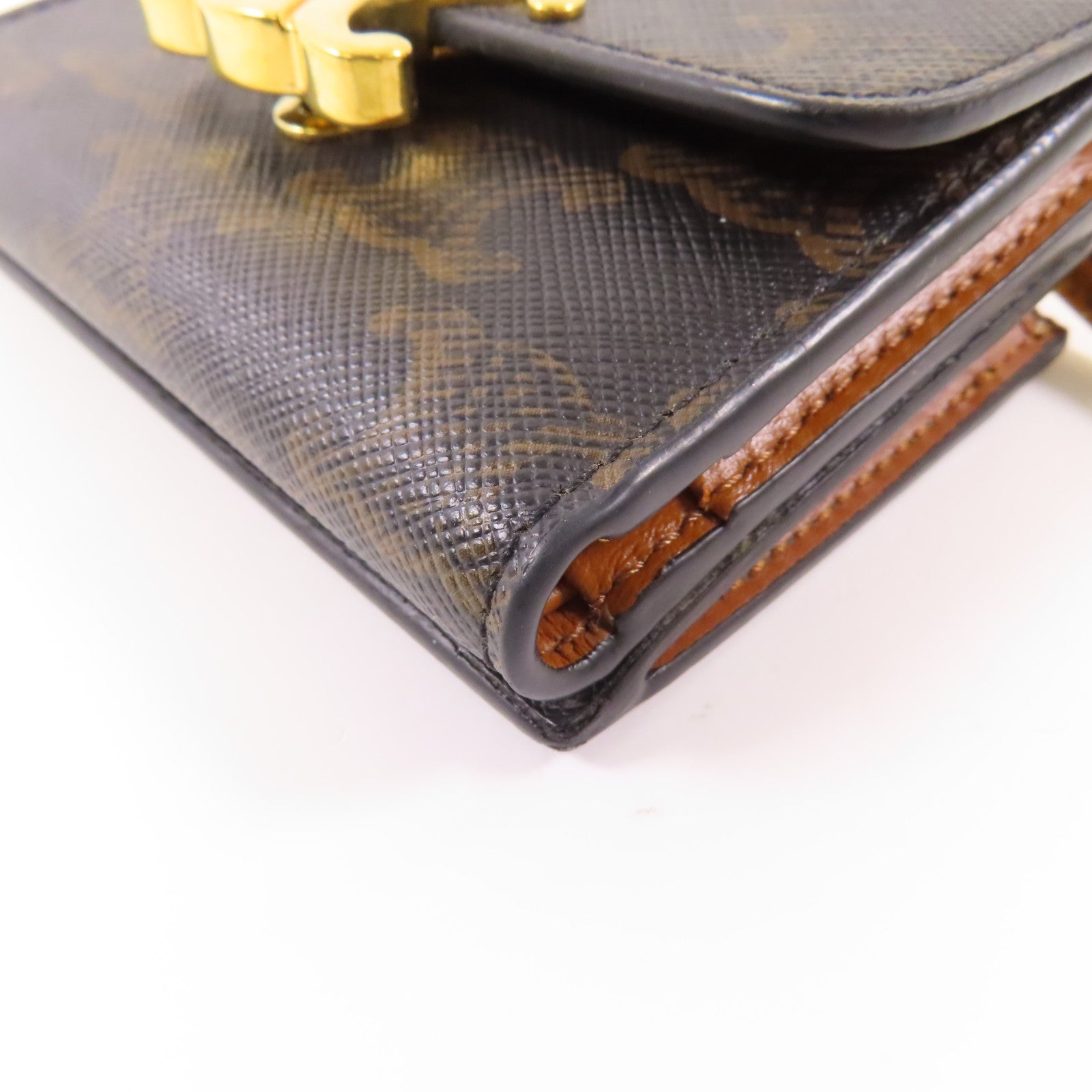 CELINE 塗層帆布Triomphe Trifold Wallet金扣錢包