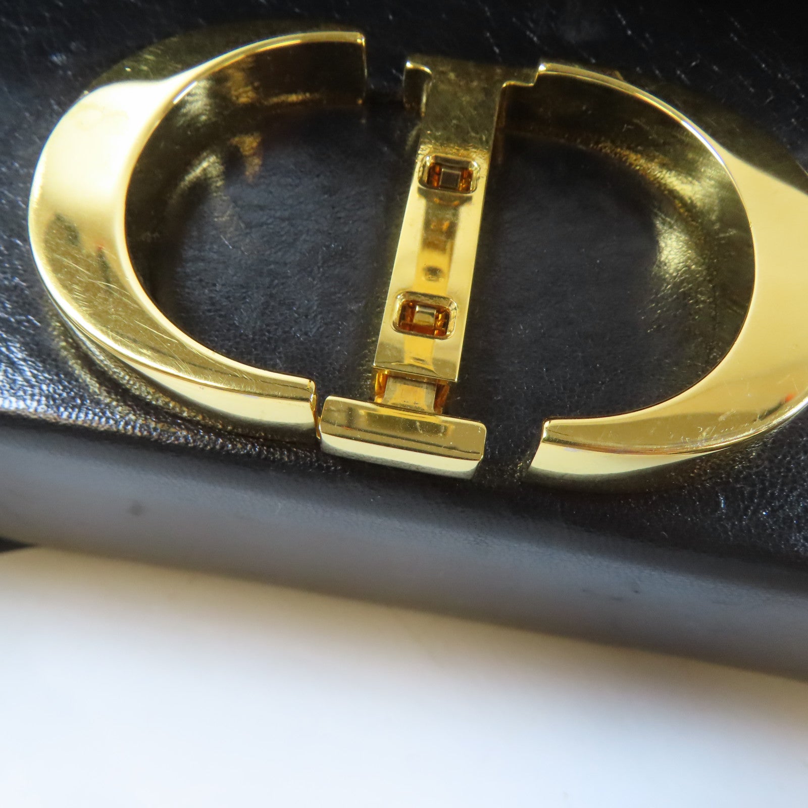 Dior 牛皮皮革Mini Montaigne金扣肩背袋黑色