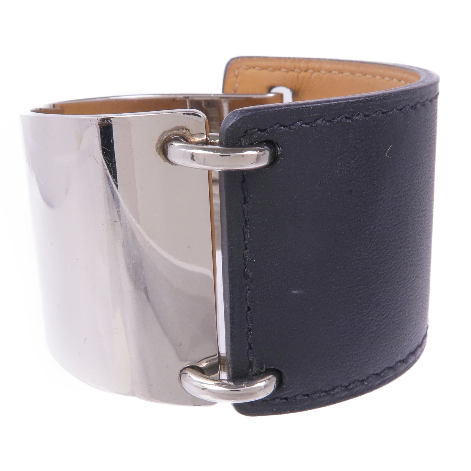 HERMES 牛皮皮革/金屬Bracelet手帶