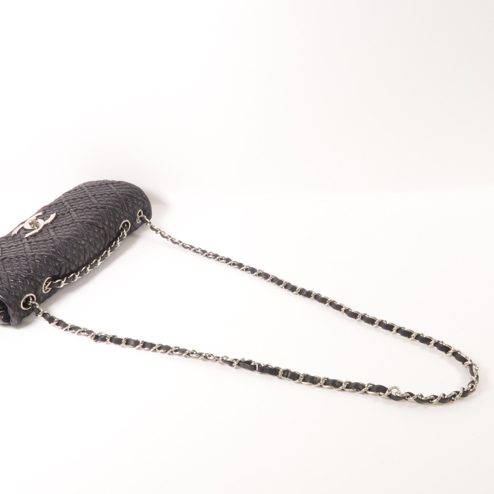 CHANEL 牛皮皮革Shoulder Bag銀扣鏈帶肩背袋