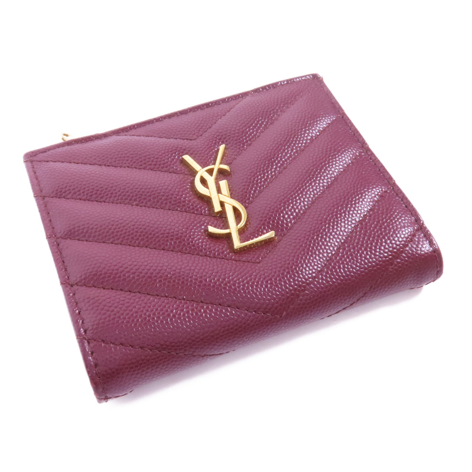 YVES SAINT LAURENT 牛皮皮革Wallet金扣錢包