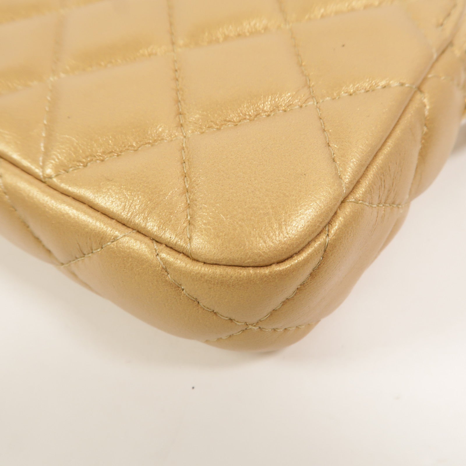 CHANEL 羊皮皮革Double Zip Clutch Bag鏈帶肩背袋