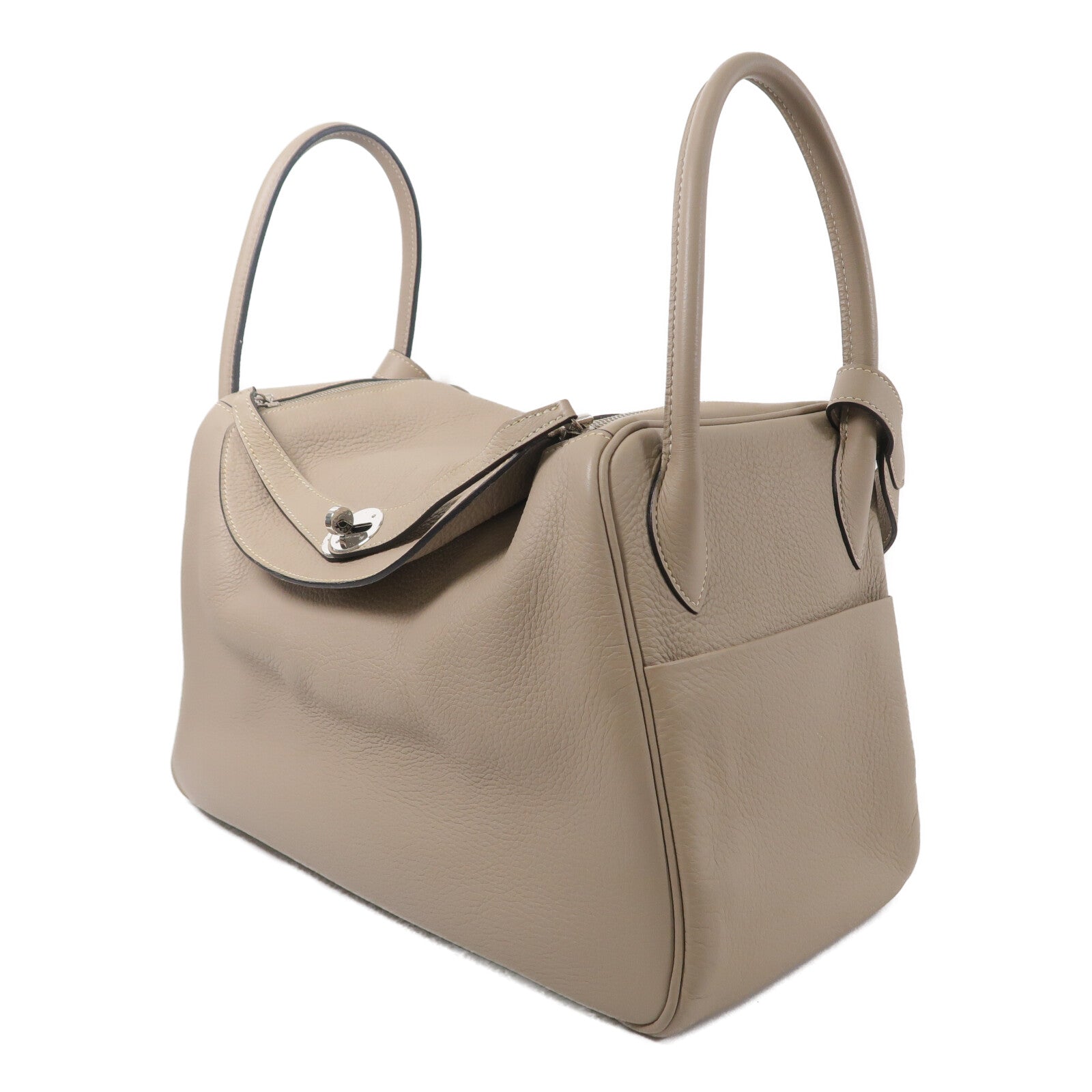 HERMES Clemence皮革Lindy 34手挽肩背兩用袋Gris Tourterelle