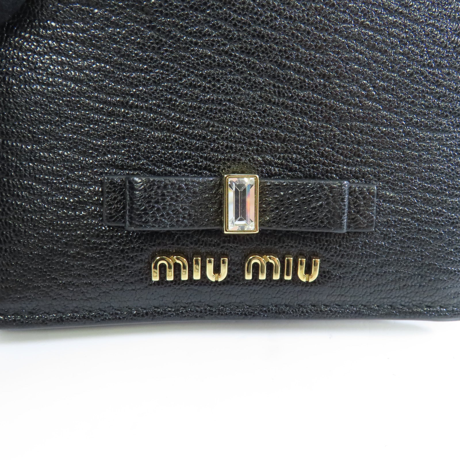 Miu Miu 牛皮皮革Wallet金扣錢包黑色