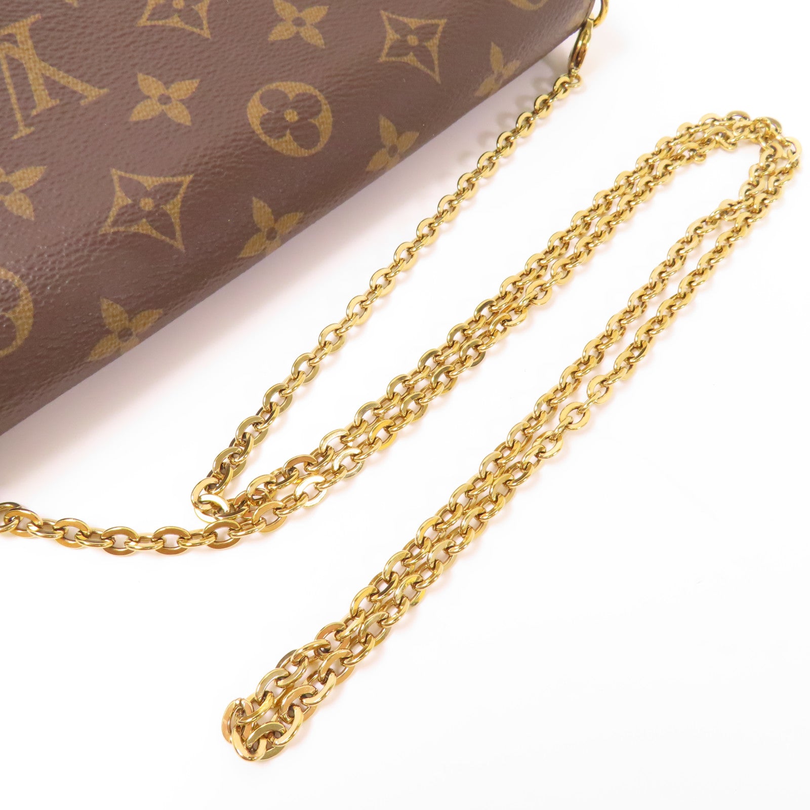 LOUIS VUITTON Monogram Pochette Felicie金扣鏈帶肩背袋