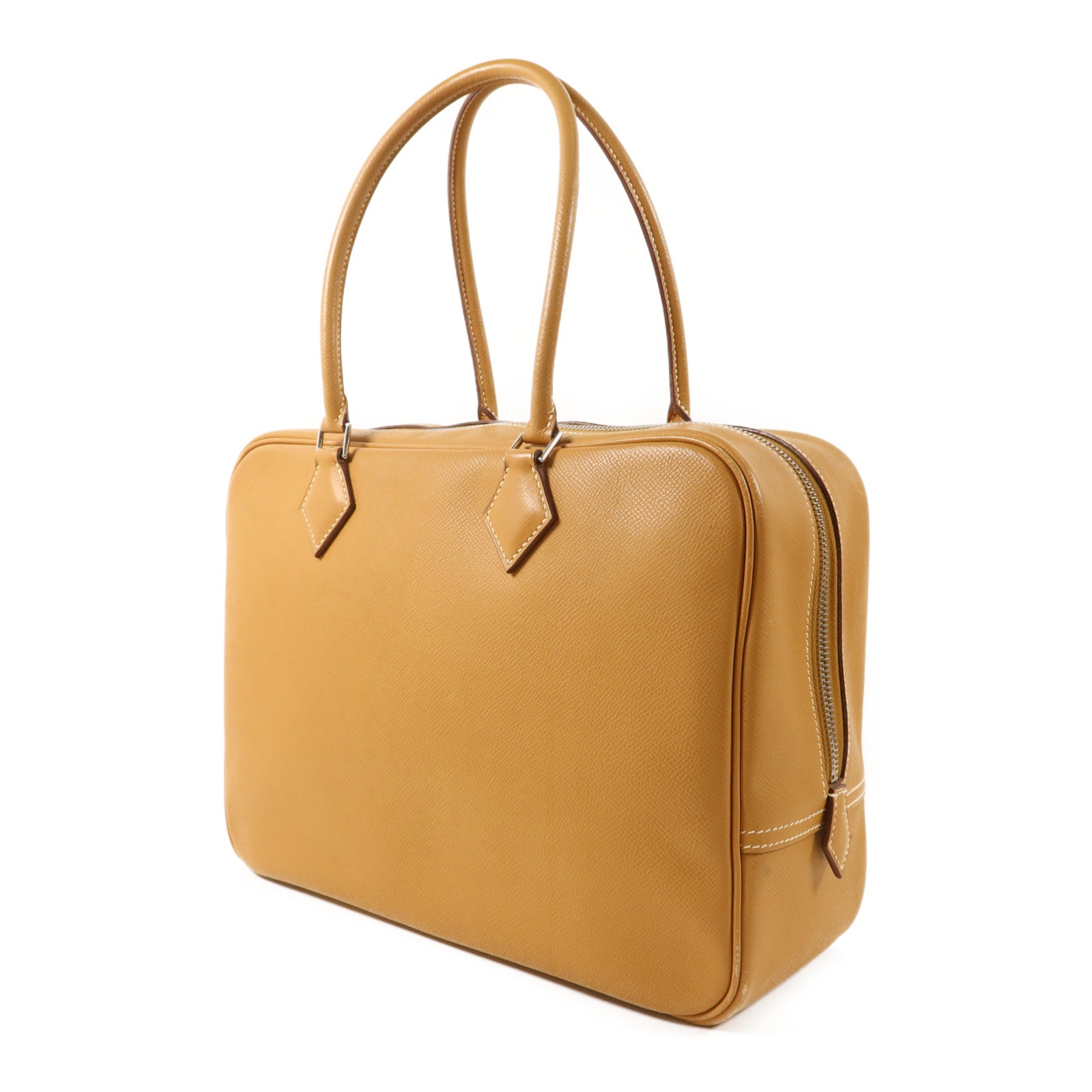 HERMES Epsom皮革Plume 32銀扣手挽袋Gold