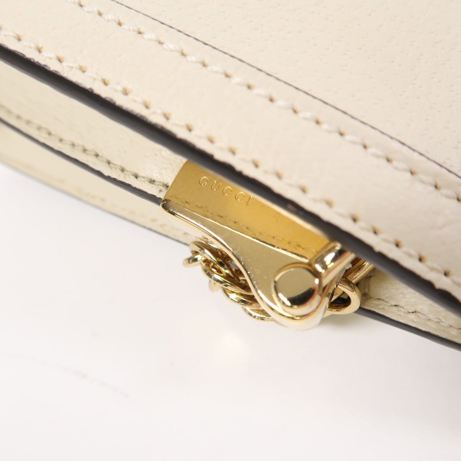 GUCCI GG GHW Ophidia GG Chain Shoulder Bag Calfskin Leather 503877 White