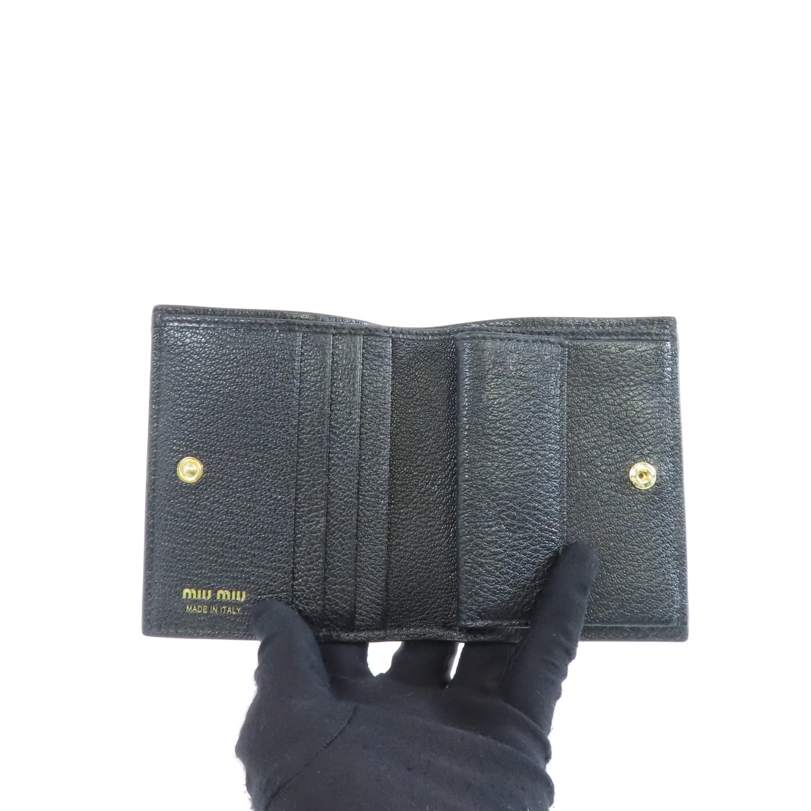 Miu Miu 牛皮皮革Wallet金扣錢包黑色