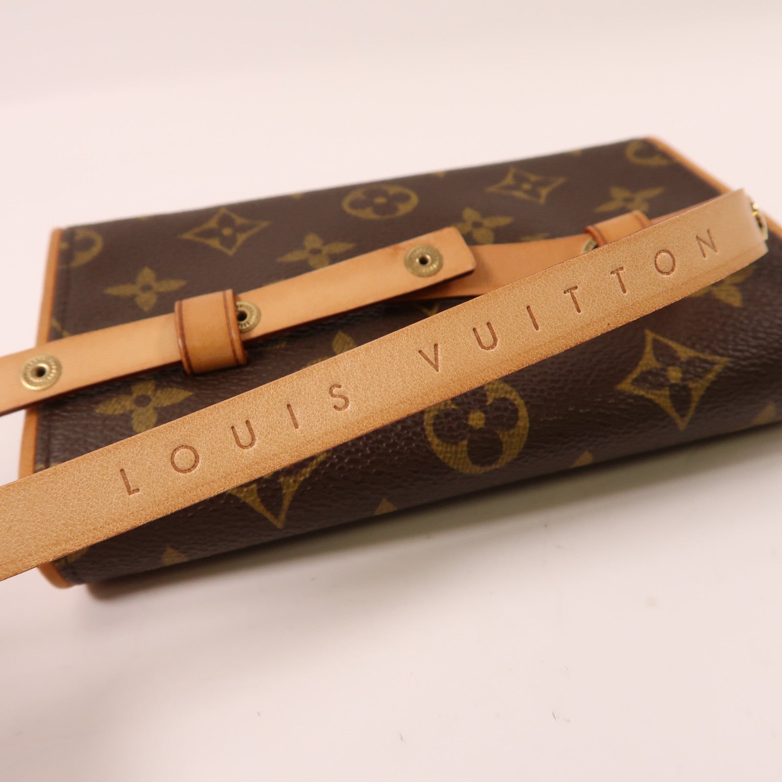 LOUIS VUITTON 【激減優惠】Monogram Pochette Florentine金扣腰包棕色