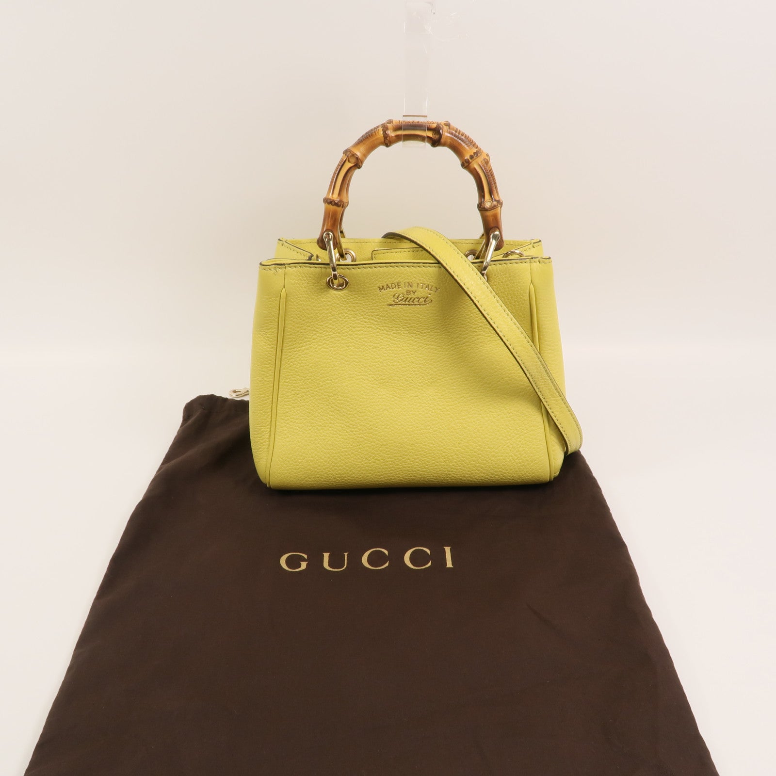 GUCCI 牛皮皮革Bamboo Mini Shopper手挽肩背兩用袋