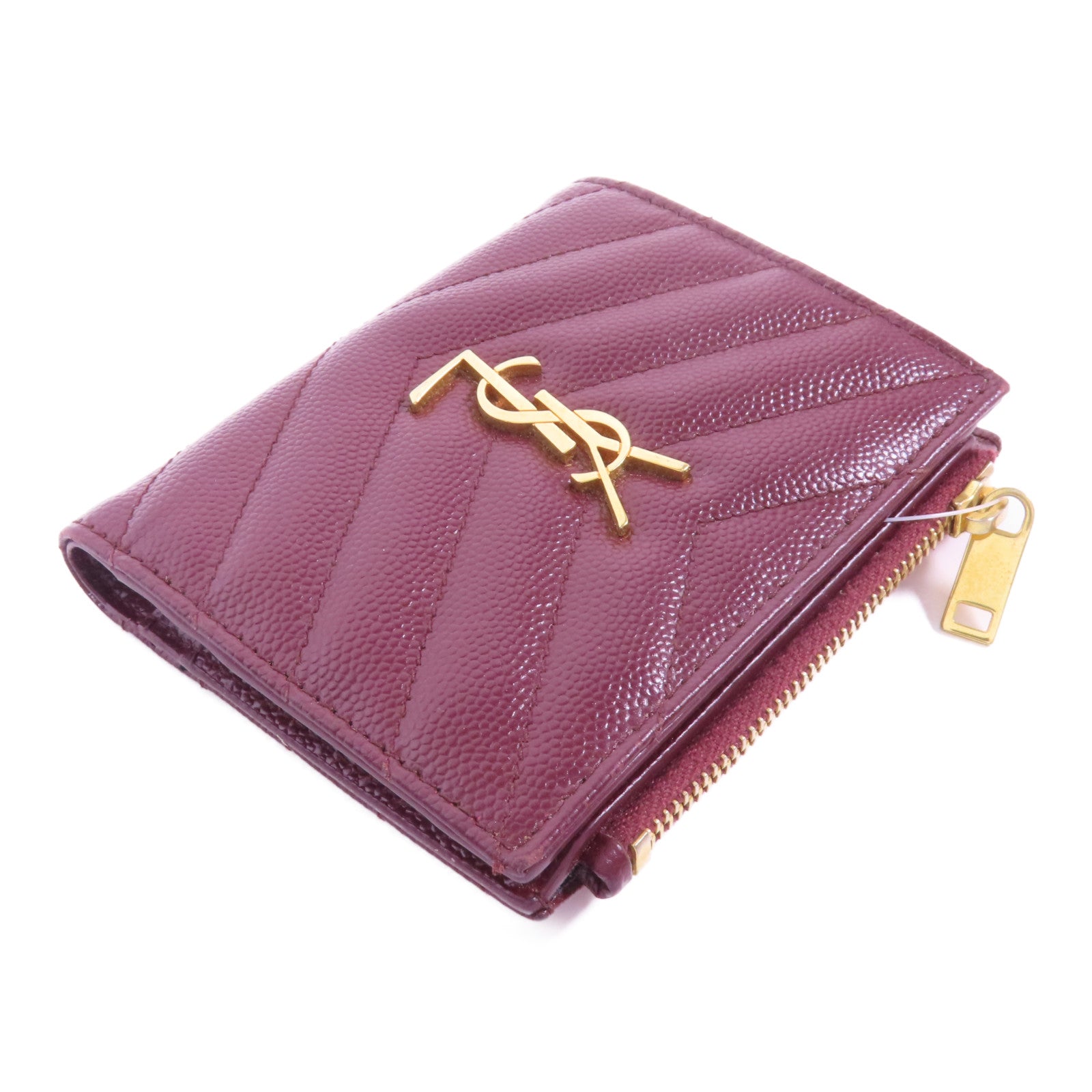 YVES SAINT LAURENT 牛皮皮革Wallet金扣錢包