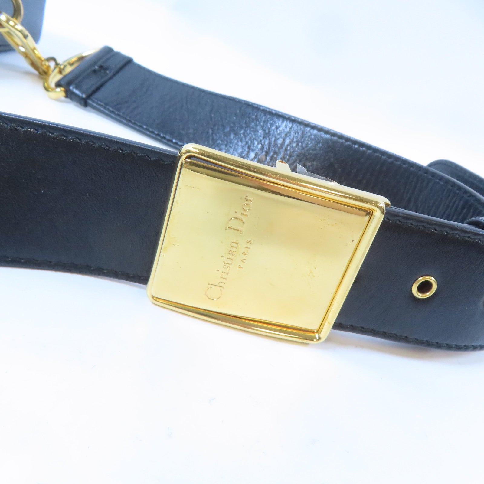 Dior 牛皮皮革Mini Montaigne金扣肩背袋黑色