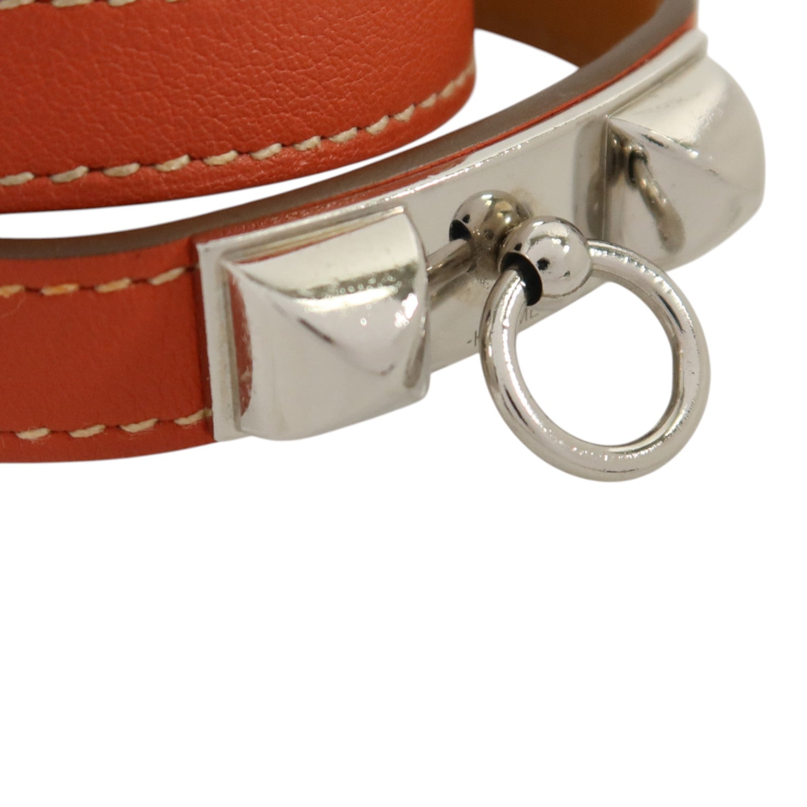 HERMES Swift皮革Rivale Double Tour Bracelet銀扣手鏈