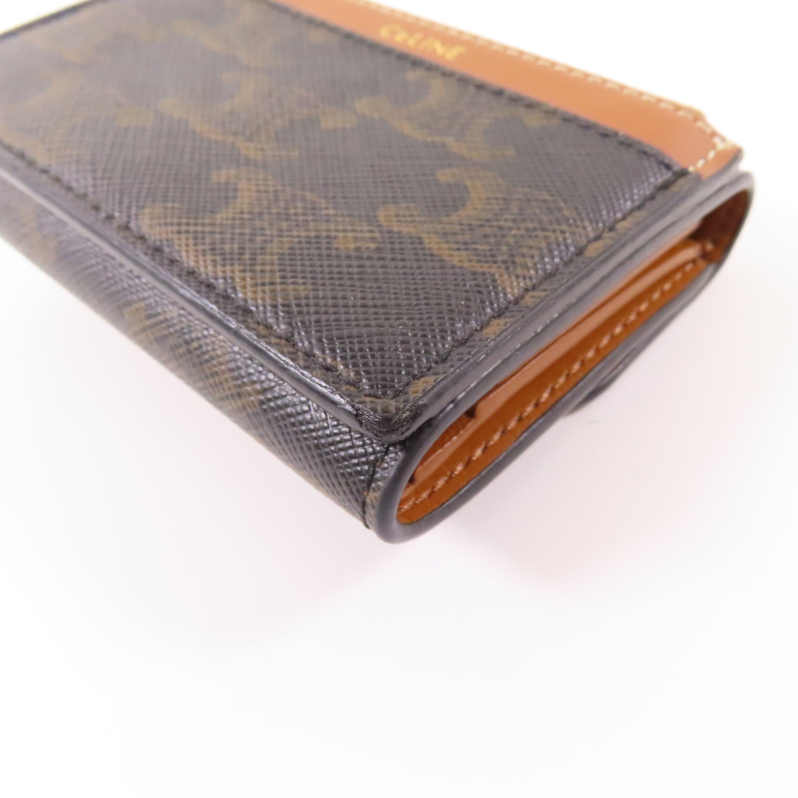CELINE 塗層帆布Triomphe Trifold Wallet金扣錢包