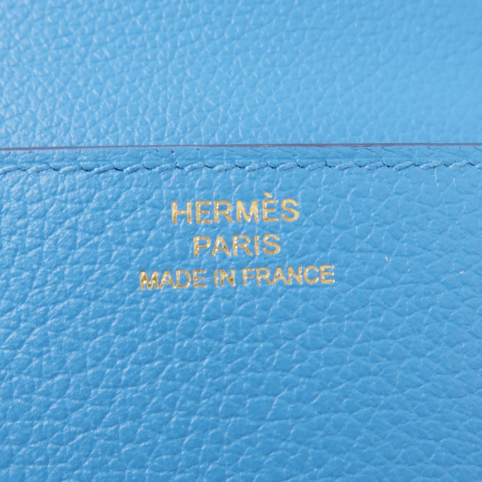HERMES Evercolor皮革Roulis Slim金扣錢包藍色