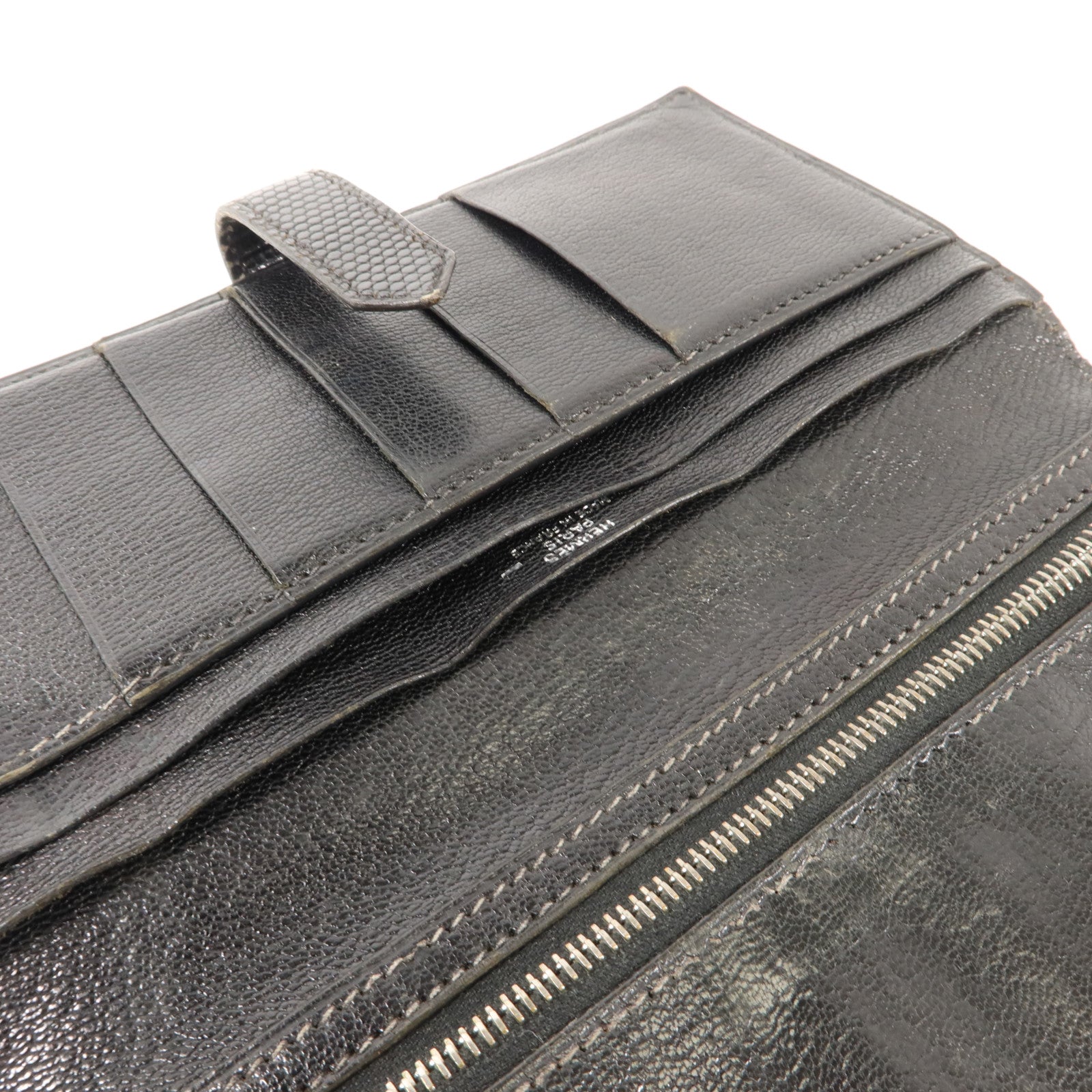 HERMES 蜥蝪皮革Bearn Long Wallet長錢包Noir