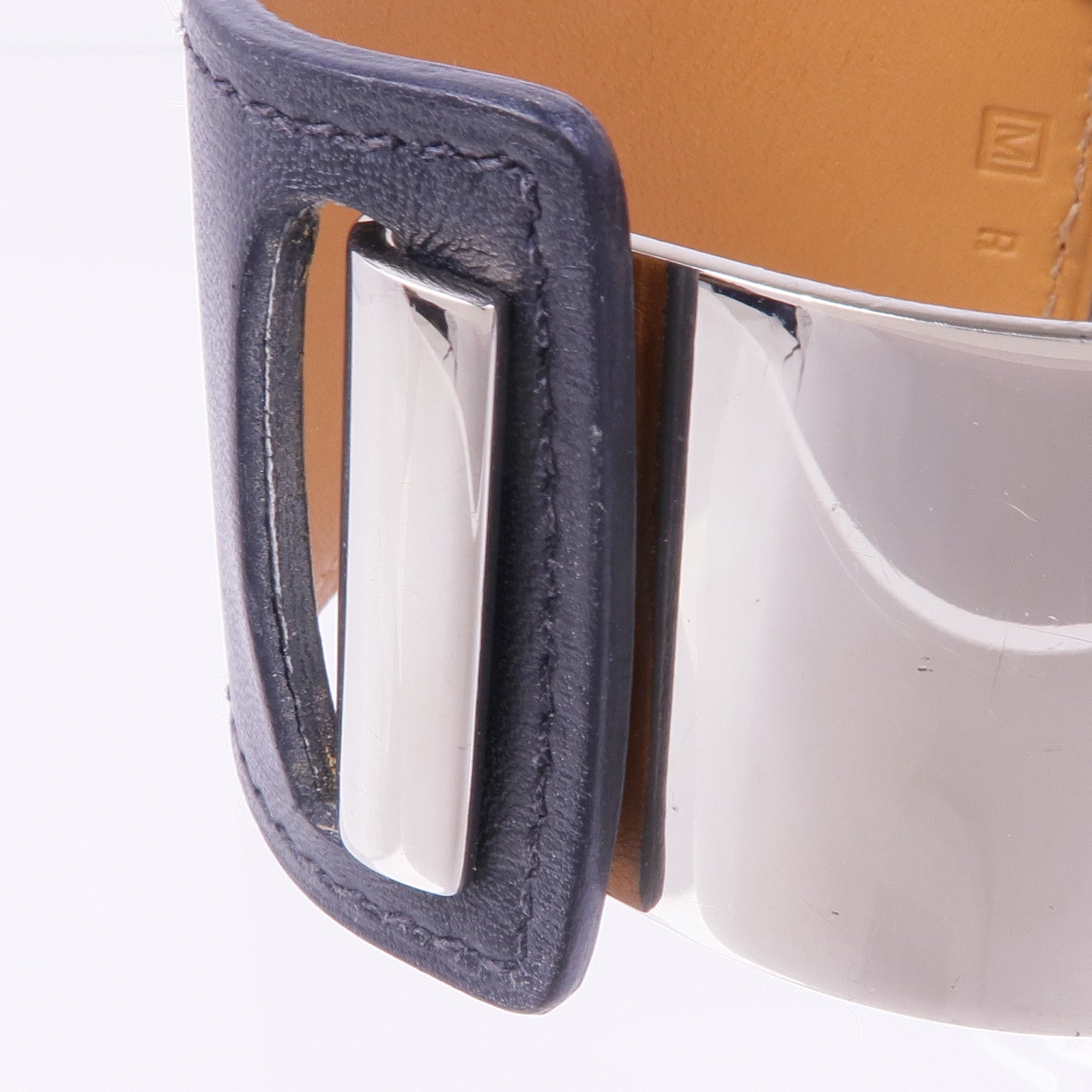 HERMES 牛皮皮革/金屬Bracelet手帶