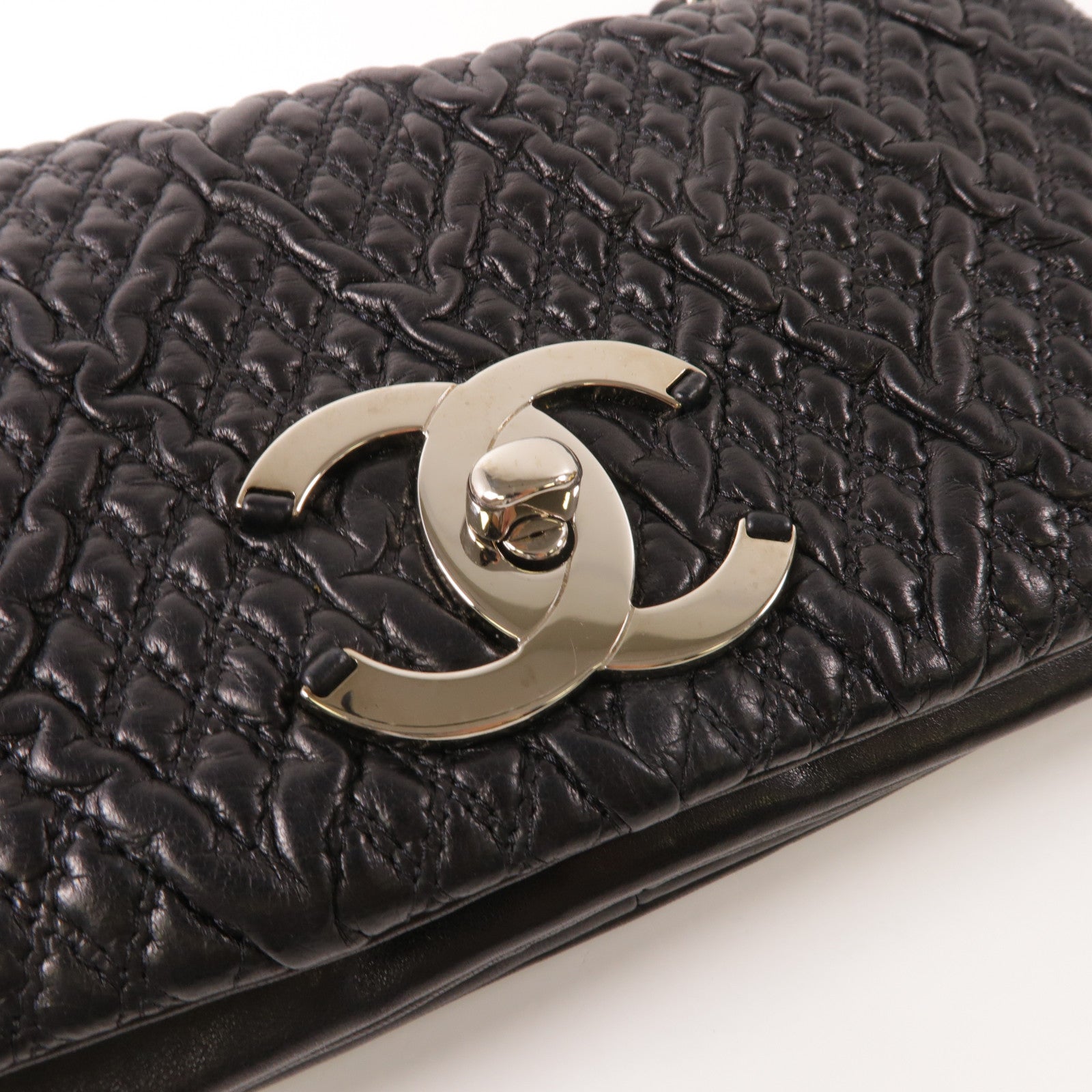 CHANEL 牛皮皮革Shoulder Bag銀扣鏈帶肩背袋