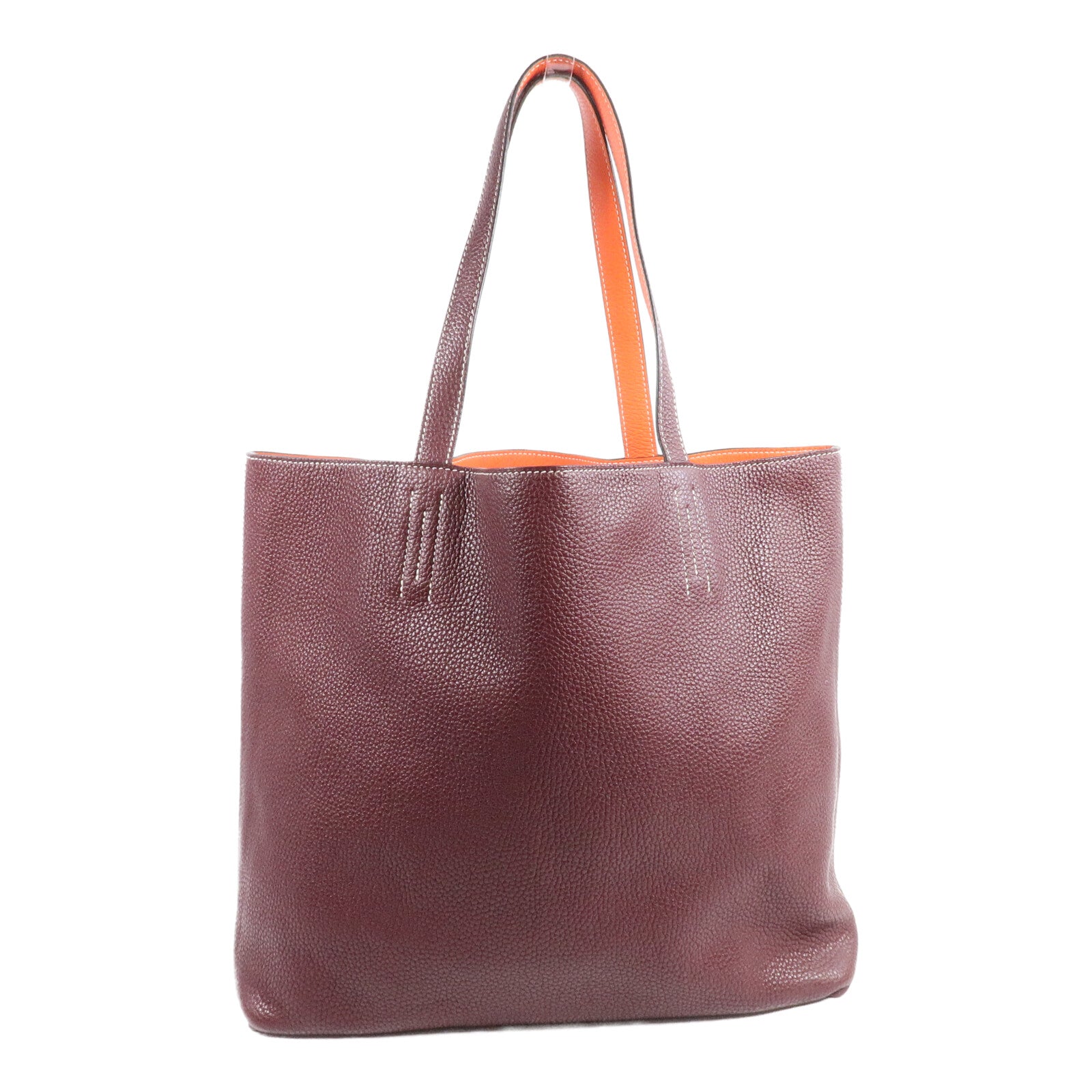 HERMES Clemence皮革Double Sens 35肩背袋Prunoir/Feu