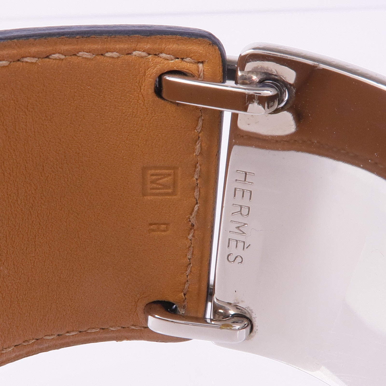 HERMES 牛皮皮革/金屬Bracelet手帶