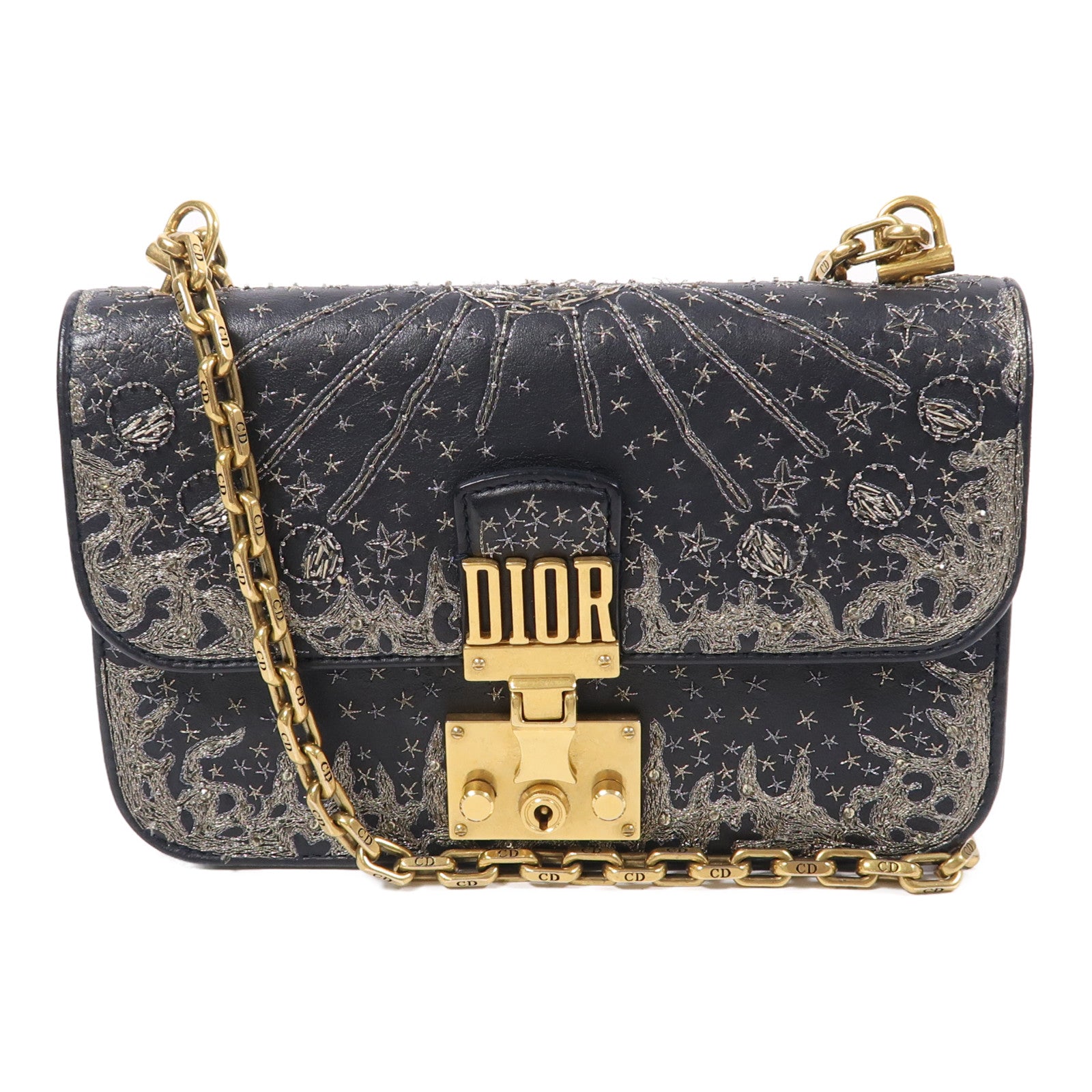 Dior 牛皮皮革Astrology Addict Flap金扣鏈帶肩背袋