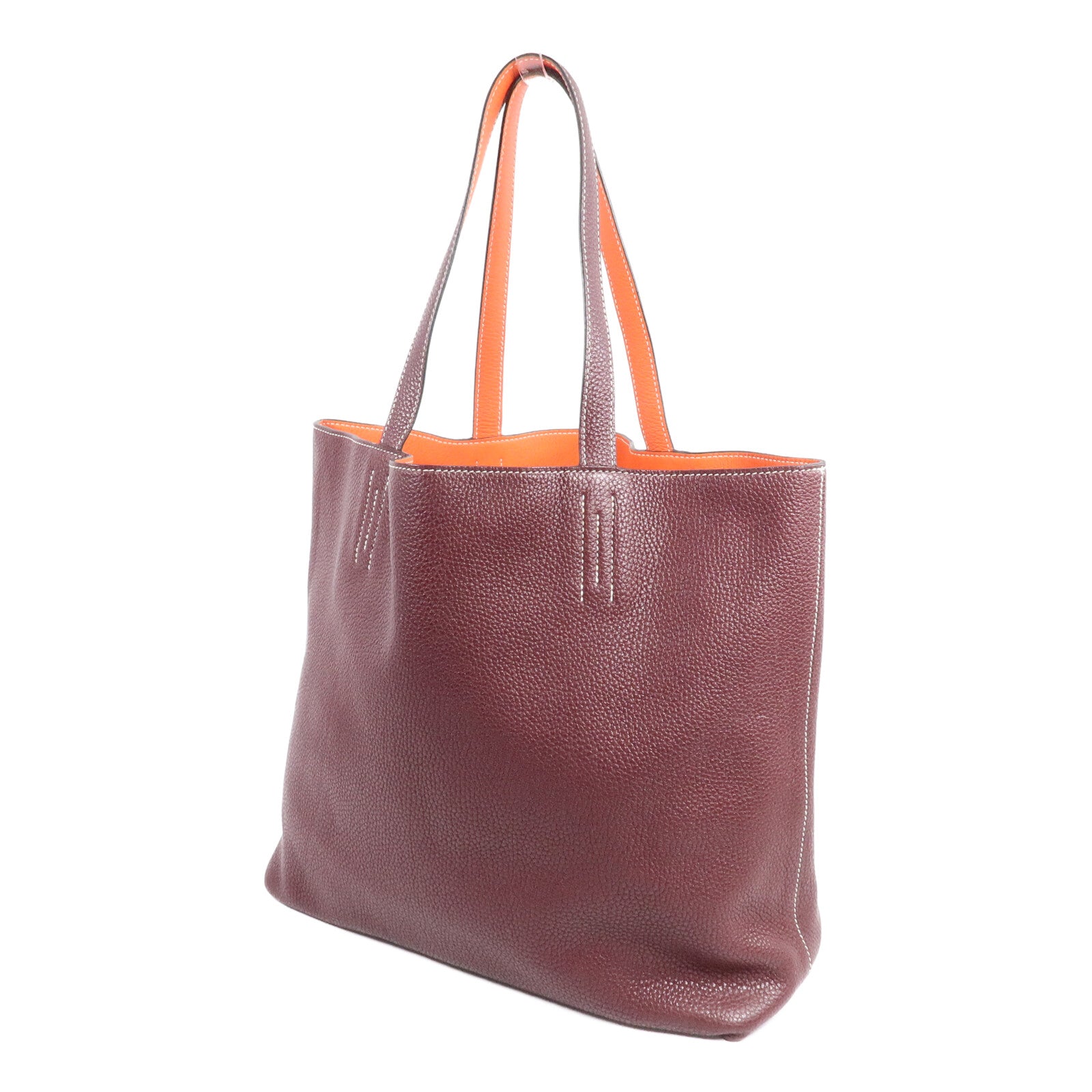 HERMES Clemence皮革Double Sens 35肩背袋Prunoir/Feu