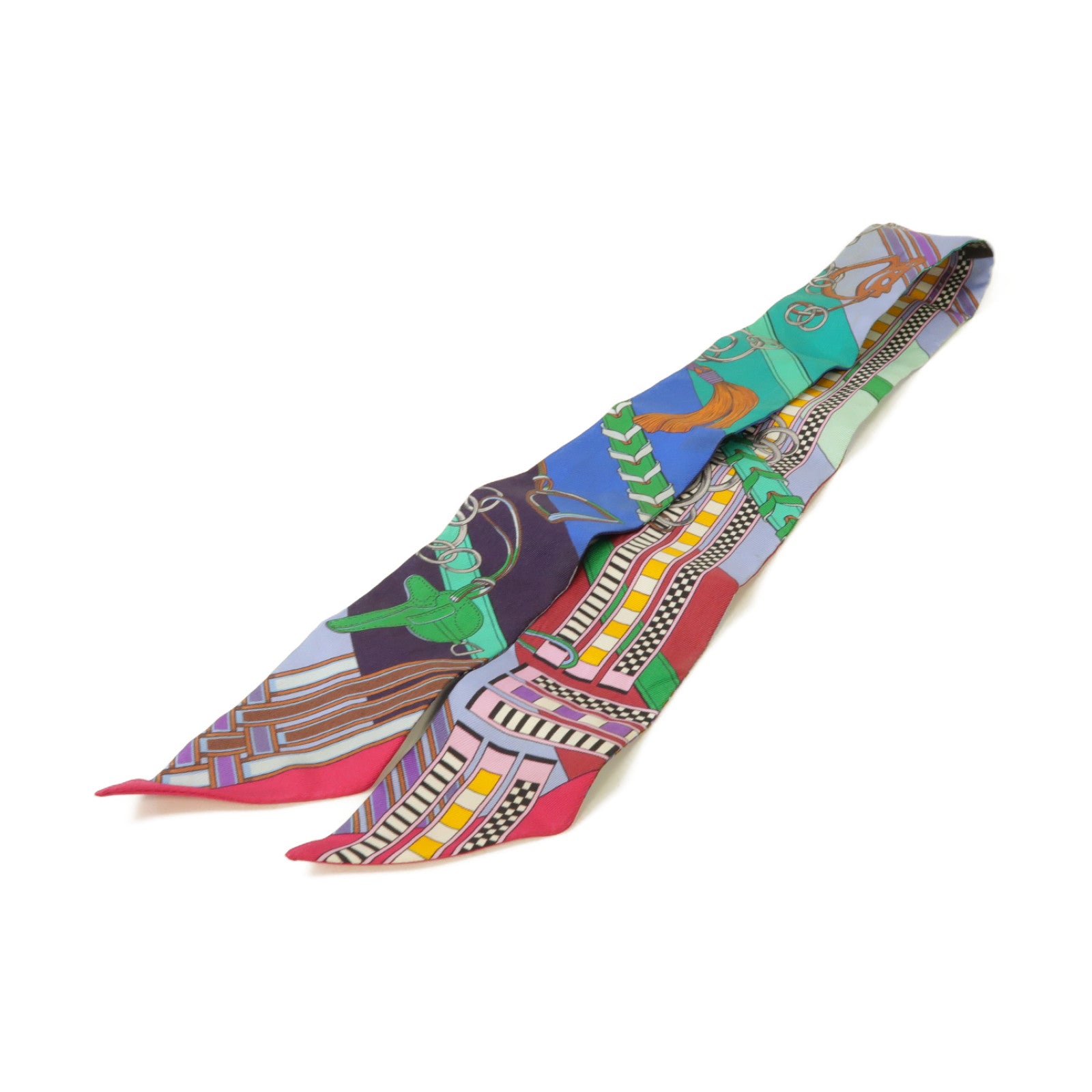 HERMES 【激減優惠】絲質Twilly絲巾綠色/紫色/多色
