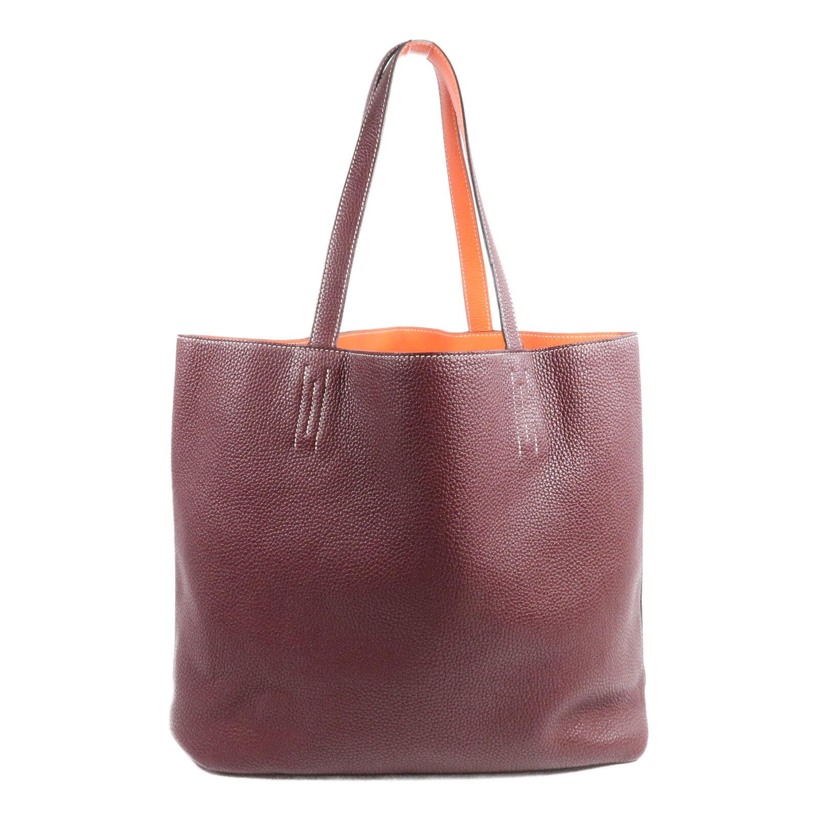 HERMES Clemence皮革Double Sens 35肩背袋Prunoir/Feu