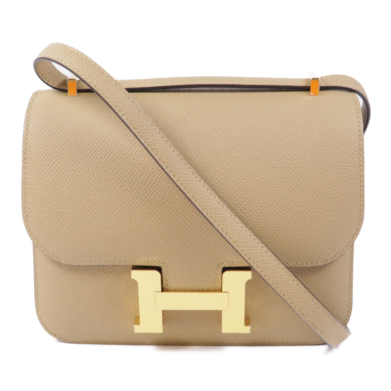 HERMES GHW Constance Mini 2Way Shoulder Hand Bag Veau Epsom Leather 1C Poussiere