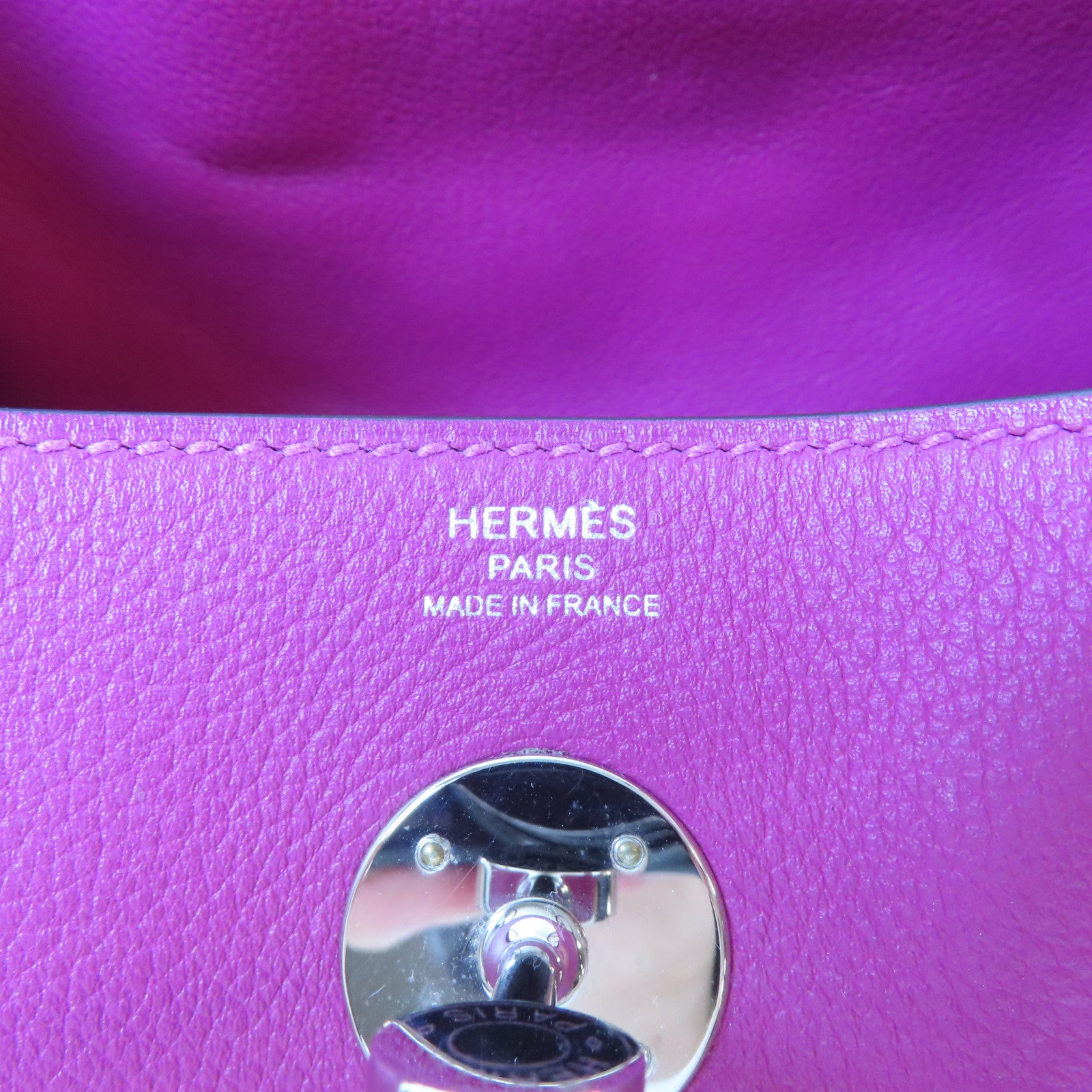 HERMES 【清倉大減價】Evercolor皮革Lindy 26銀扣肩背袋Rose Purple/桃紫色