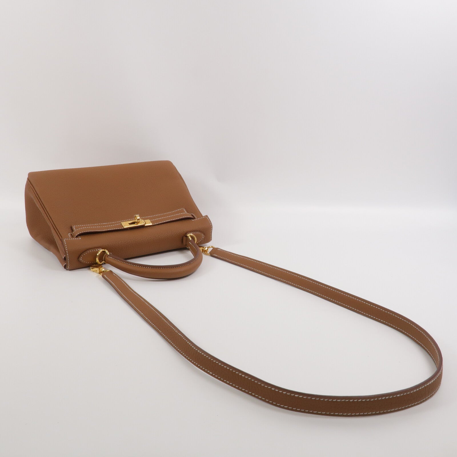 HERMES Togo皮革Kelly 25手挽肩背兩用袋Gold