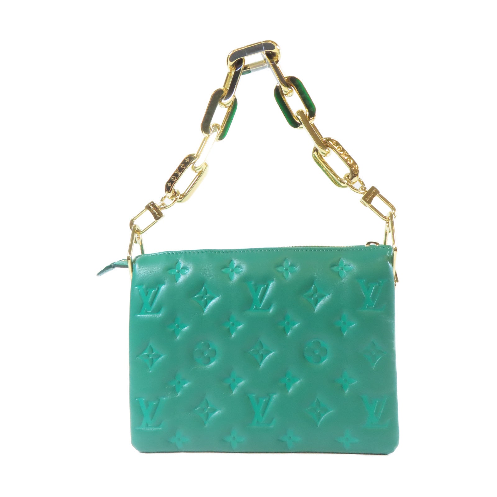 LOUIS VUITTON 【激減優惠】羊皮皮革Coussin BB金扣手挽肩背兩用袋綠色