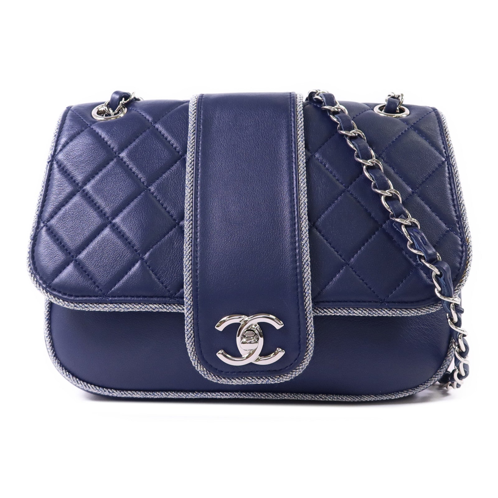 CHANEL 【激減優惠】羊皮皮革Chain Shoulder Bag銀扣鏈帶肩背袋