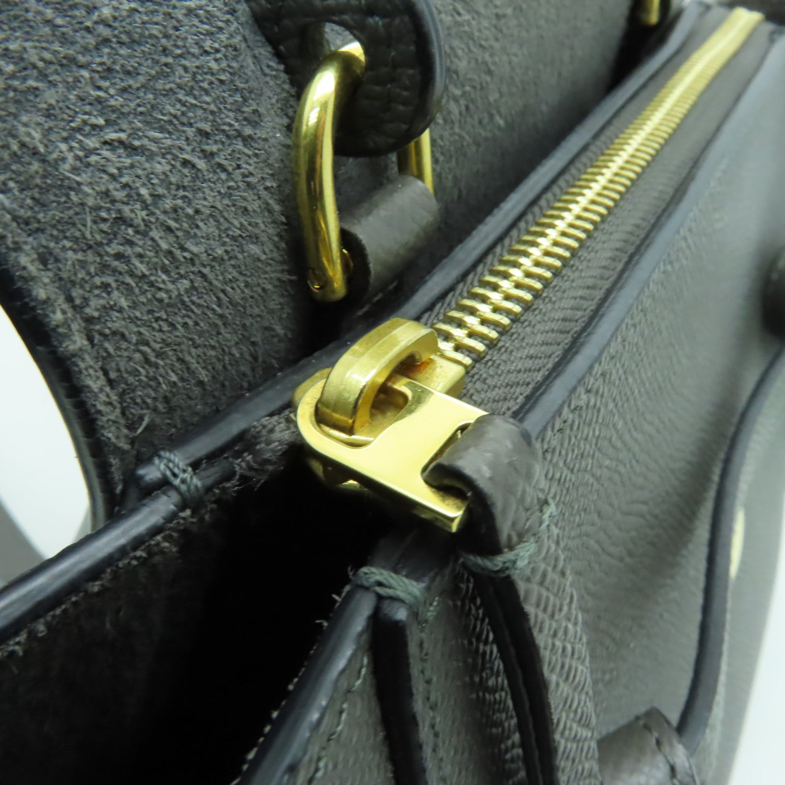 CELINE 牛皮皮革Pico Belt Bag金扣手挽肩背兩用袋灰色
