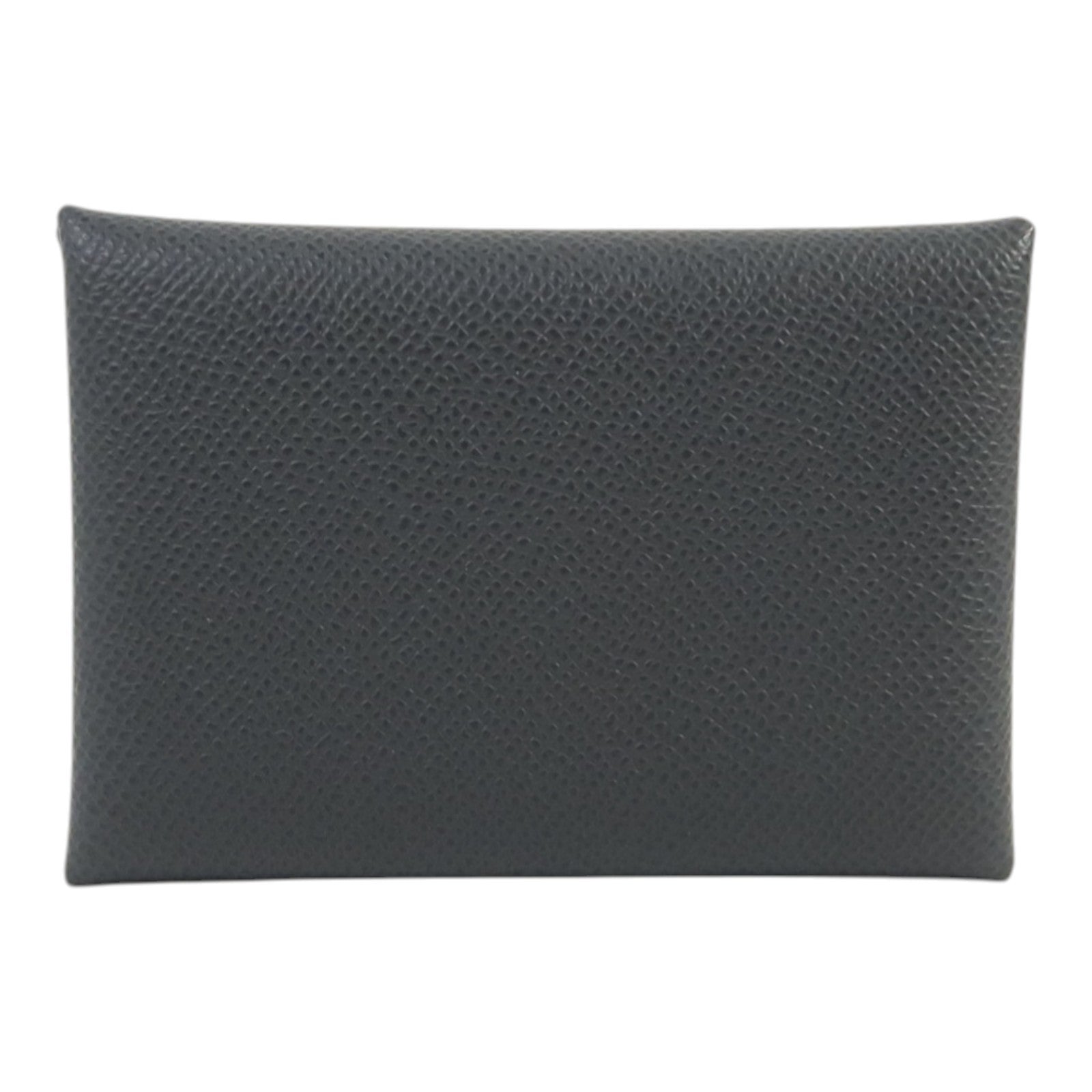 HERMES Epsom皮革Calvi Duo Compact Card Case銀扣卡片套Ardoise
