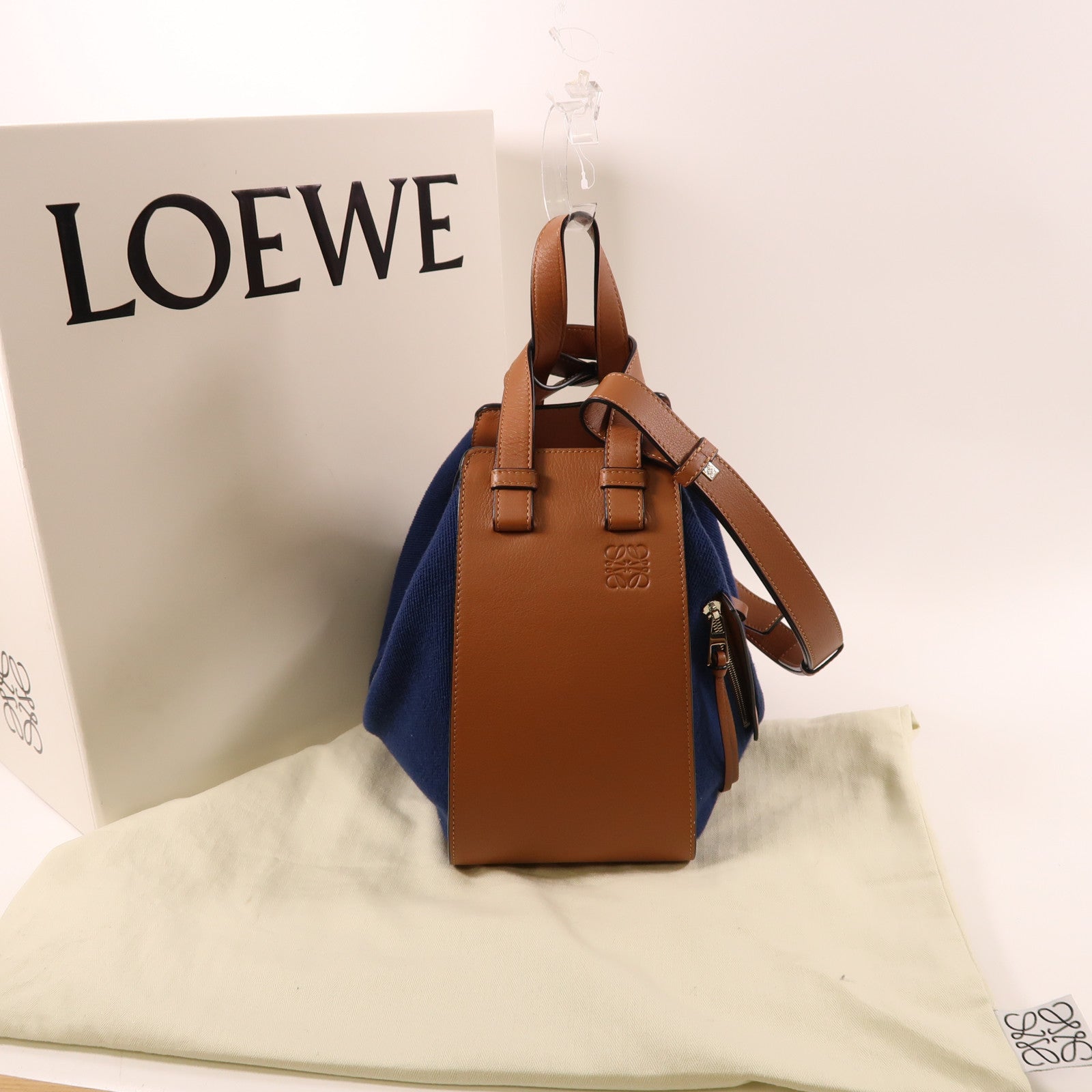 LOEWE SHW Hammock Shoulder Bag Canvas Leather