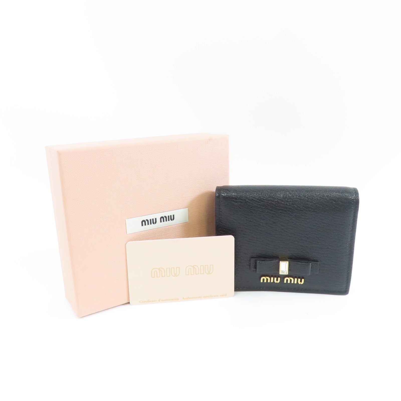 Miu Miu 牛皮皮革Wallet金扣錢包黑色