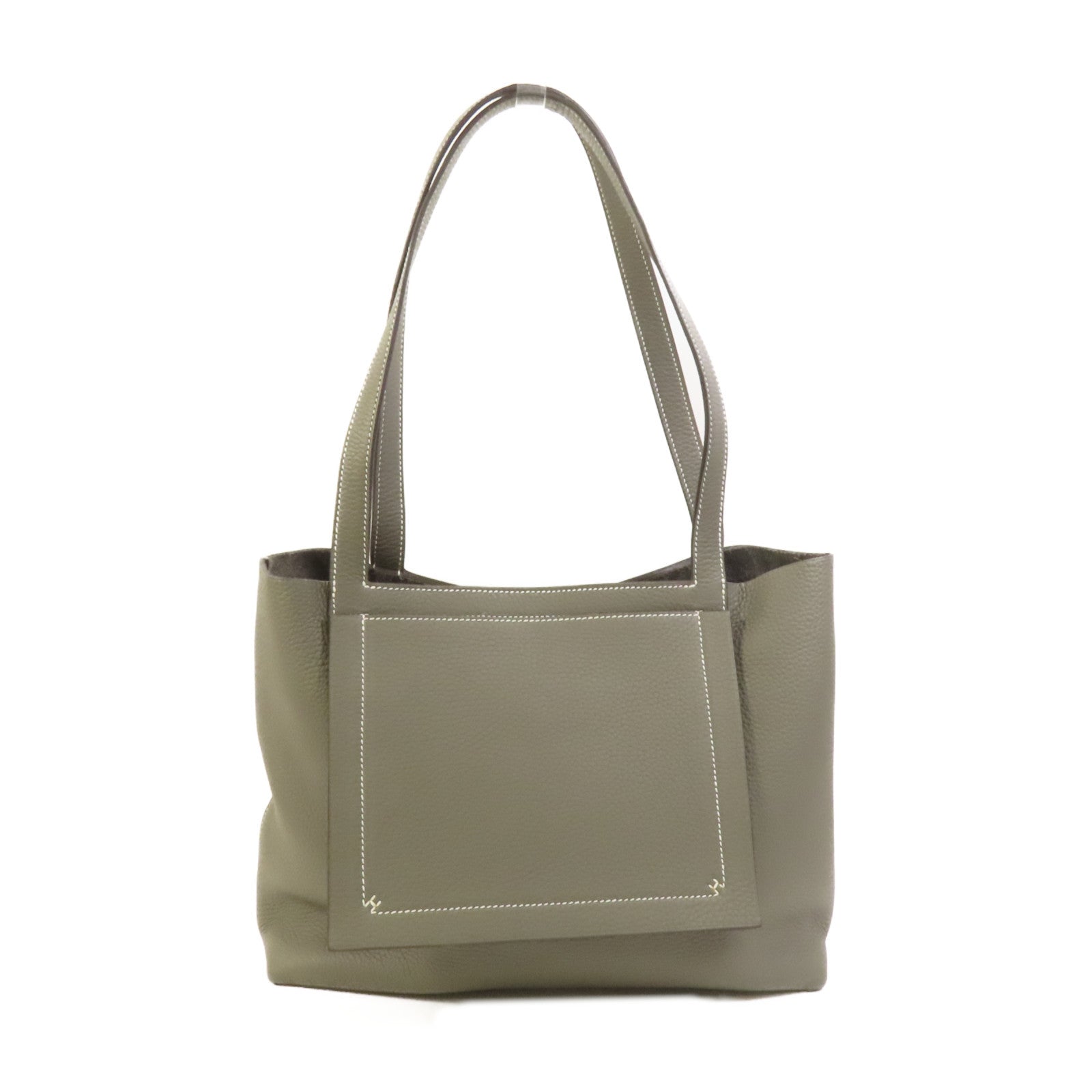 HERMES Clemence皮革Cabasellier 31手挽袋Gris Meyer