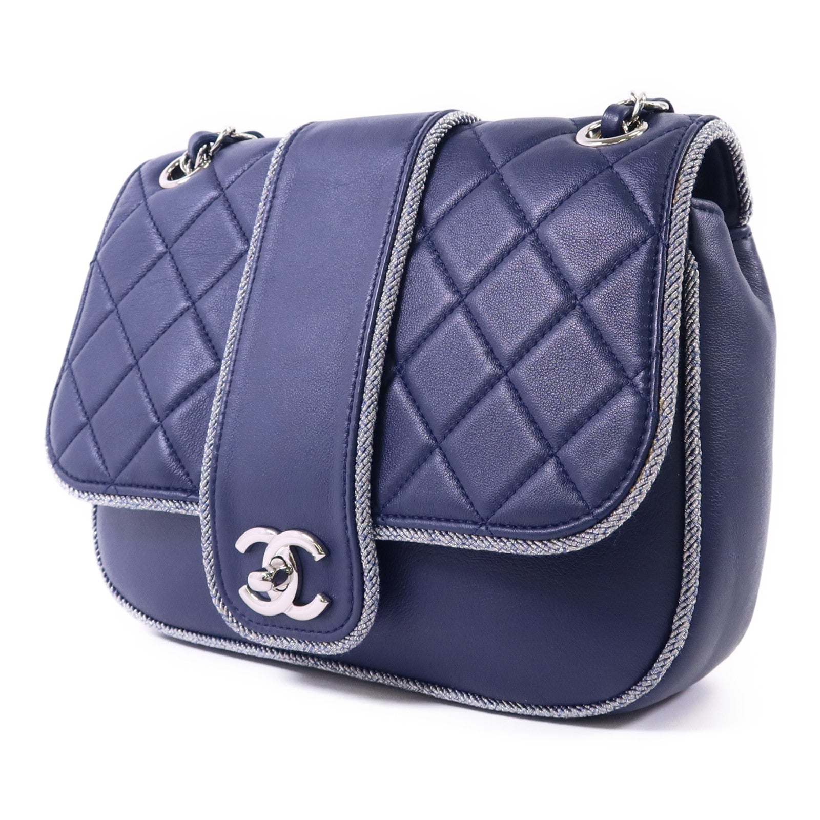 CHANEL 【激減優惠】羊皮皮革Chain Shoulder Bag銀扣鏈帶肩背袋