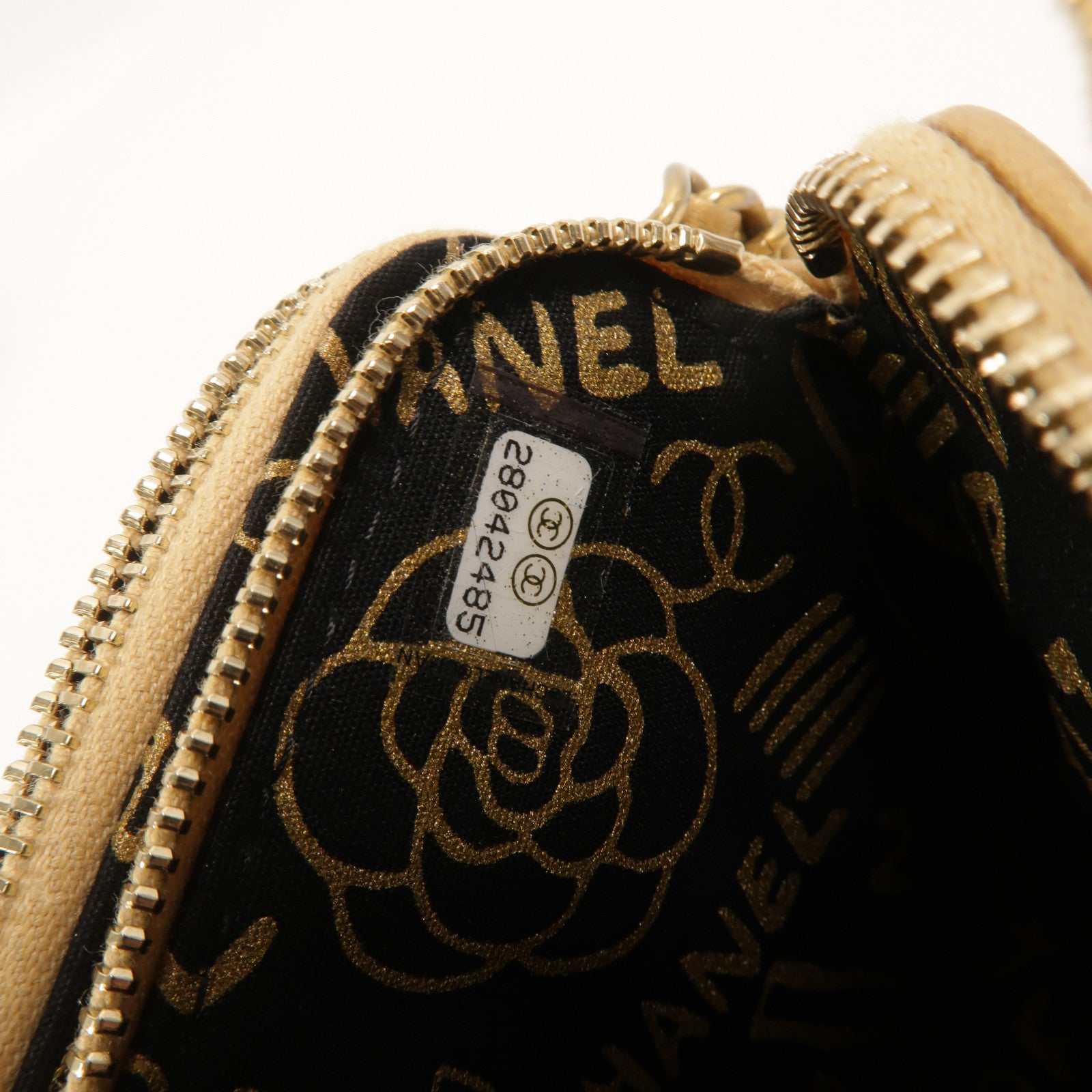 CHANEL 羊皮皮革Double Zip Clutch Bag鏈帶肩背袋
