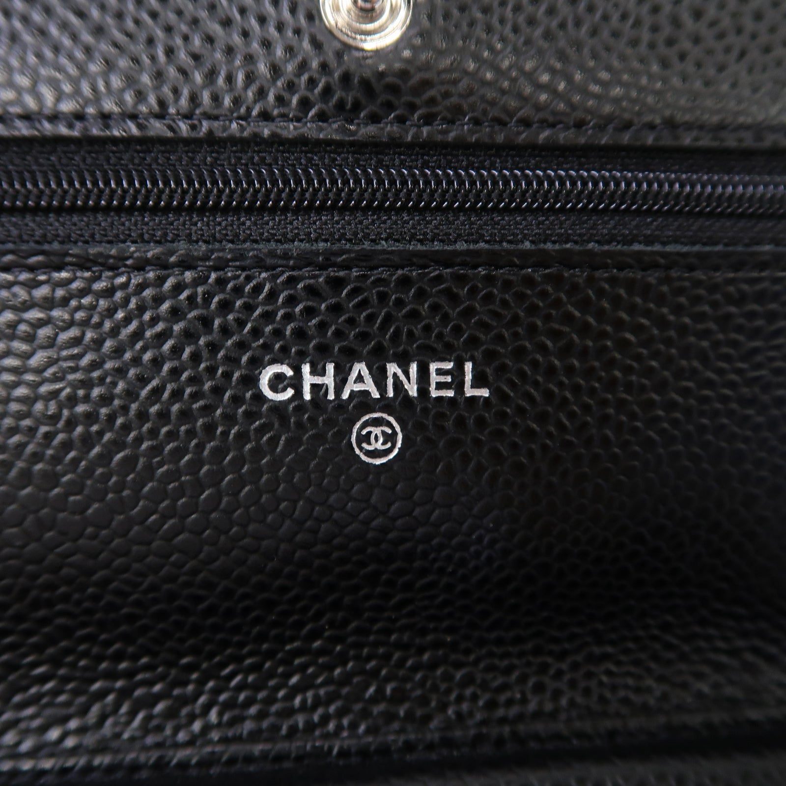 CHANEL 菱格Caviar皮革Wallet On Chain銀扣鏈帶肩背袋黑色