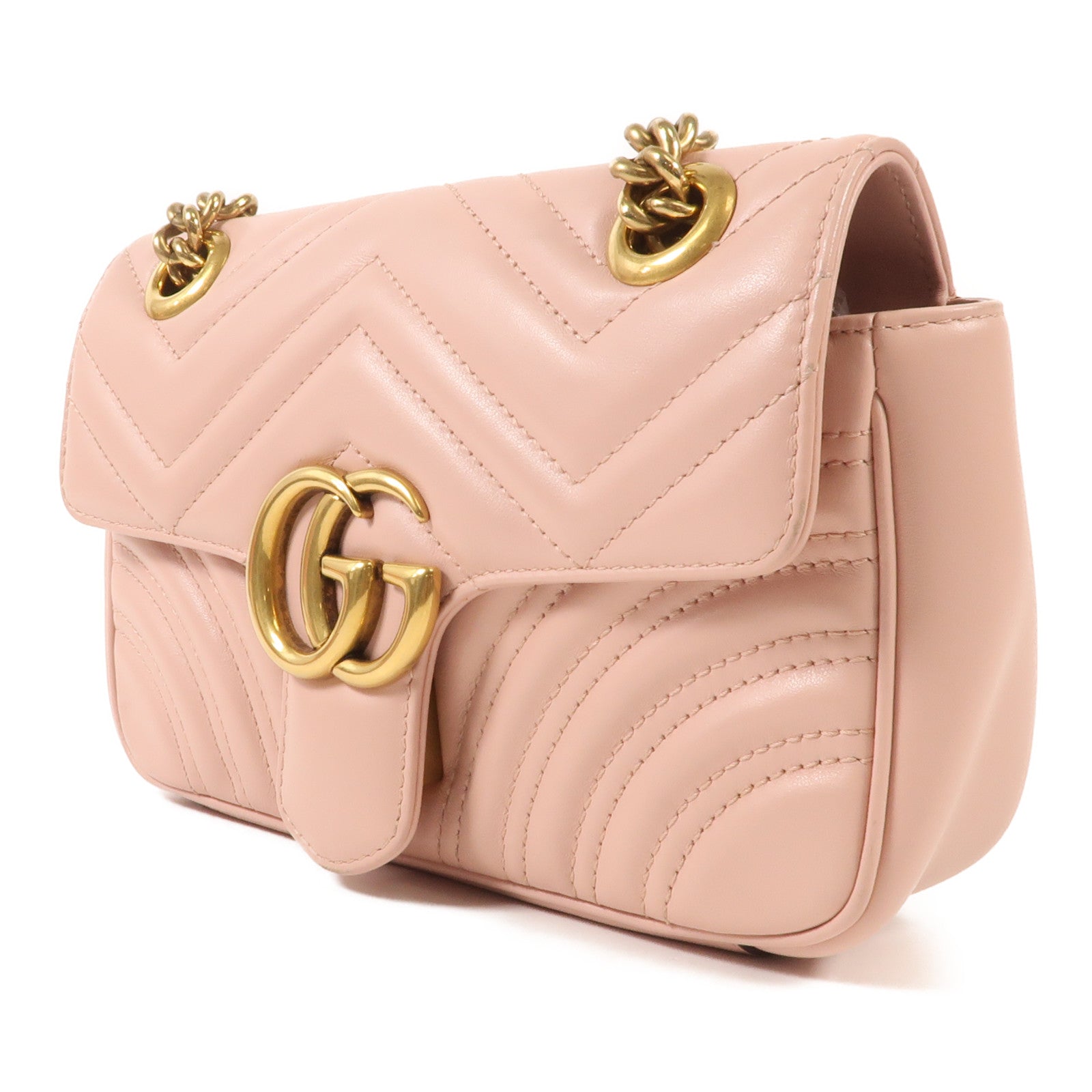 GUCCI 牛皮皮革GG Marmont金扣鏈帶肩背袋