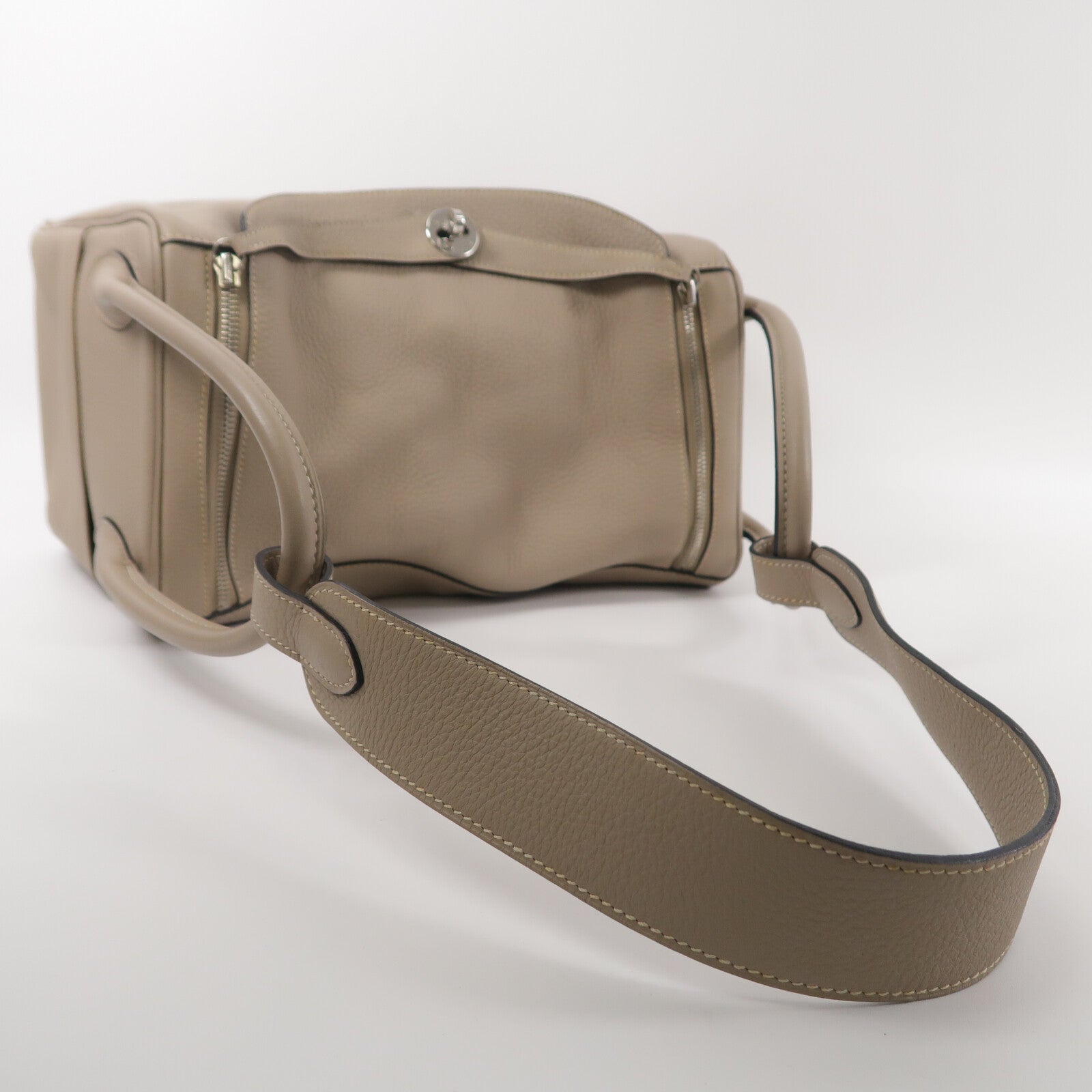 HERMES Clemence皮革Lindy 34手挽肩背兩用袋Gris Tourterelle
