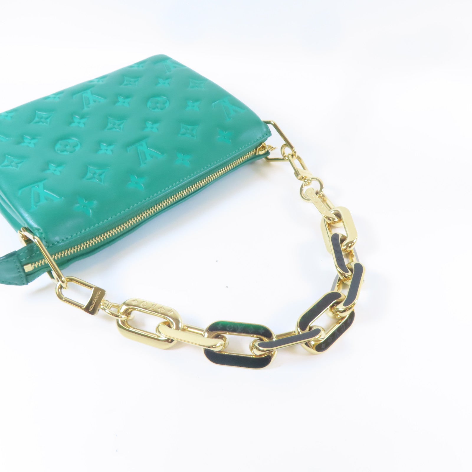 LOUIS VUITTON 【激減優惠】羊皮皮革Coussin BB金扣手挽肩背兩用袋綠色