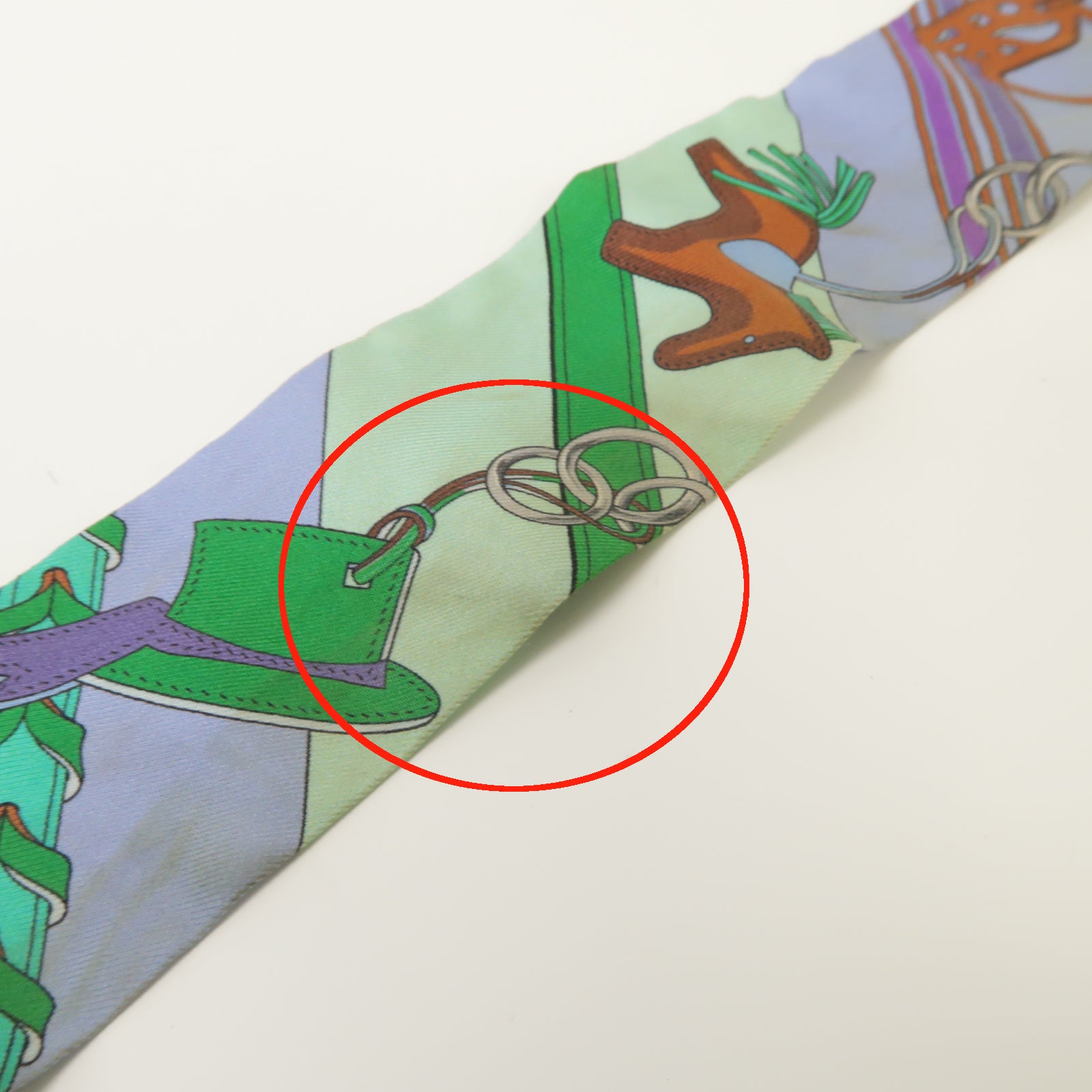 HERMES 【激減優惠】絲質Twilly絲巾綠色/紫色/多色