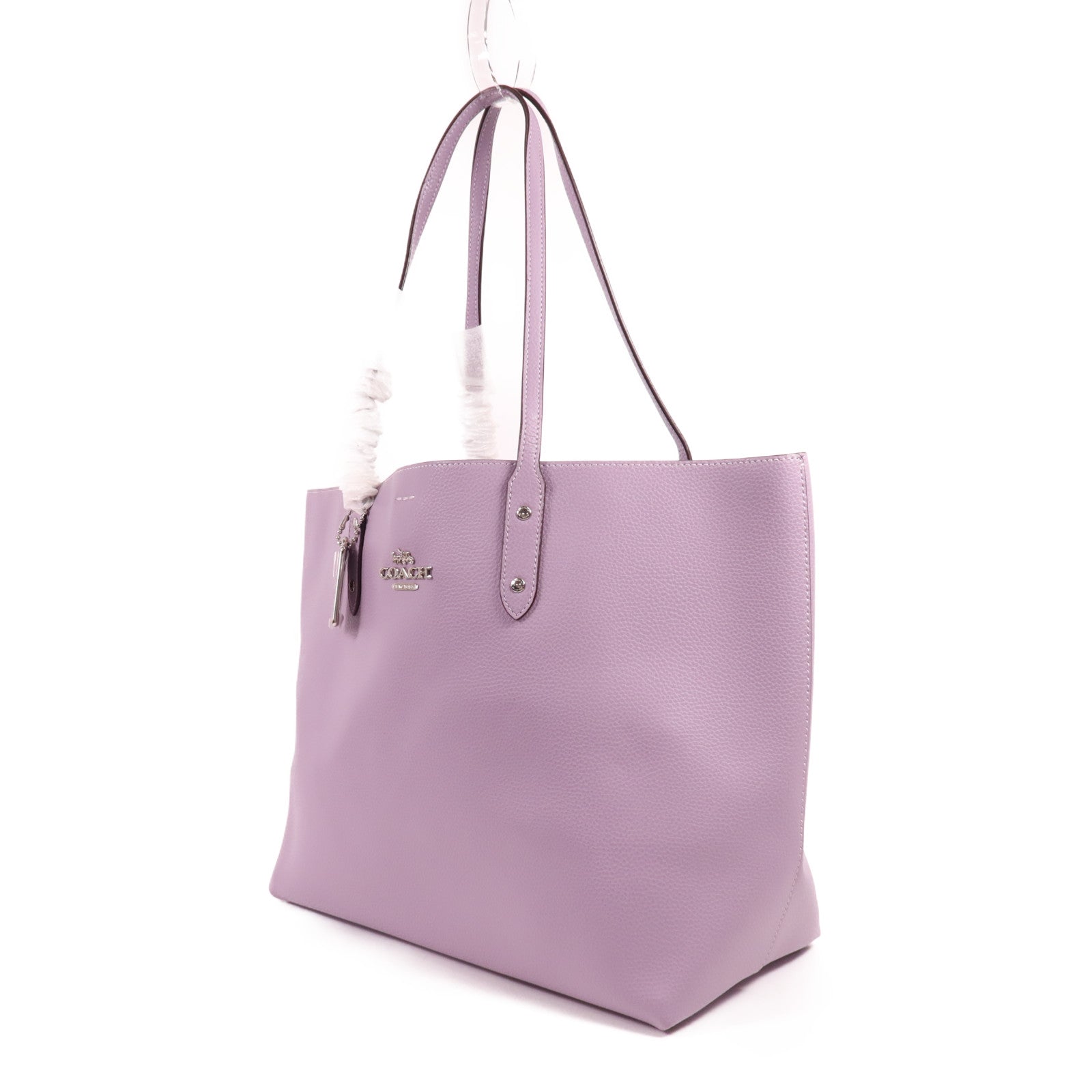 COACH 牛皮皮革Tote Bag銀扣肩背袋