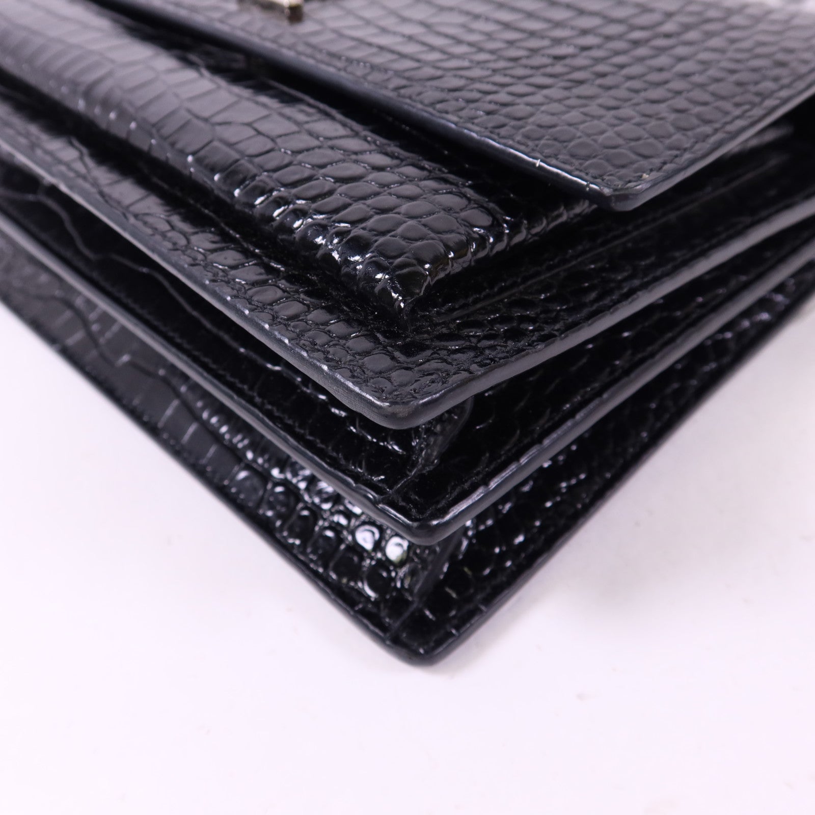 SAINT LAURENT 牛皮皮革Sunset Medium銀扣鏈帶肩背袋