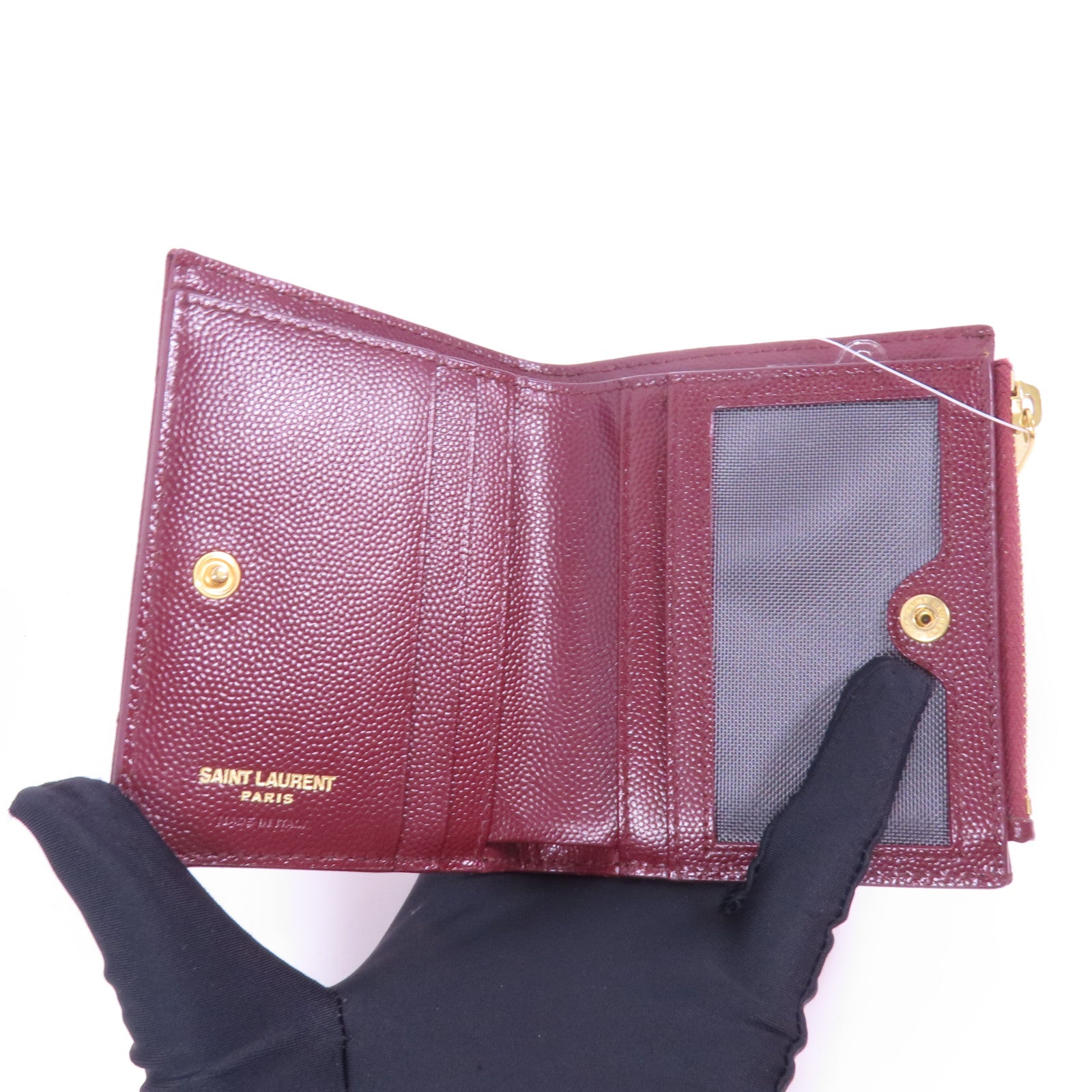 YVES SAINT LAURENT 牛皮皮革Wallet金扣錢包