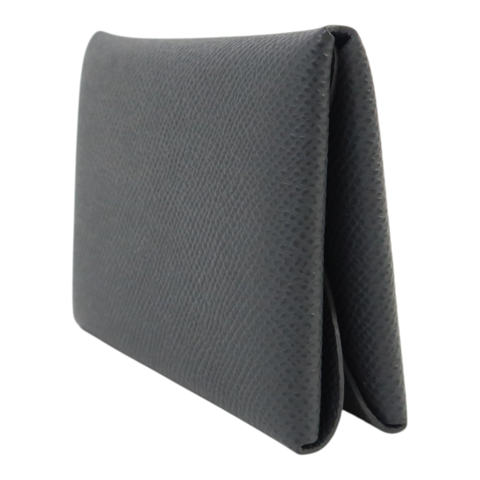 HERMES Epsom皮革Calvi Duo Compact Card Case銀扣卡片套Ardoise