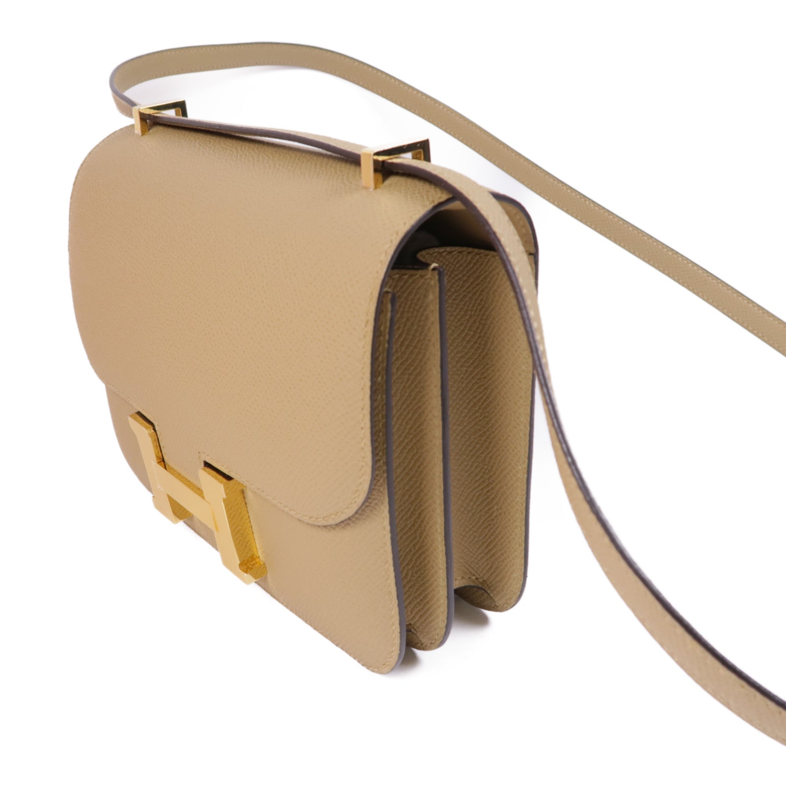 HERMES Epsom皮革Constance Mini金扣手挽肩背兩用袋Poussiere
